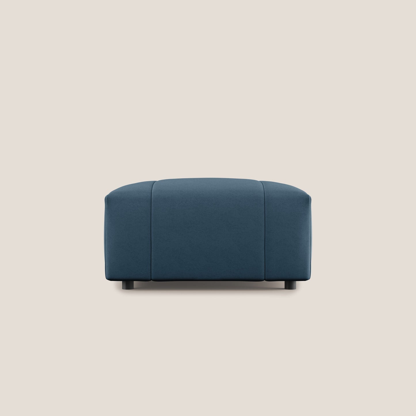 Pouf Giotto in morbida microfibra effetto velluto impermeabile idrorepellente T09 blu 