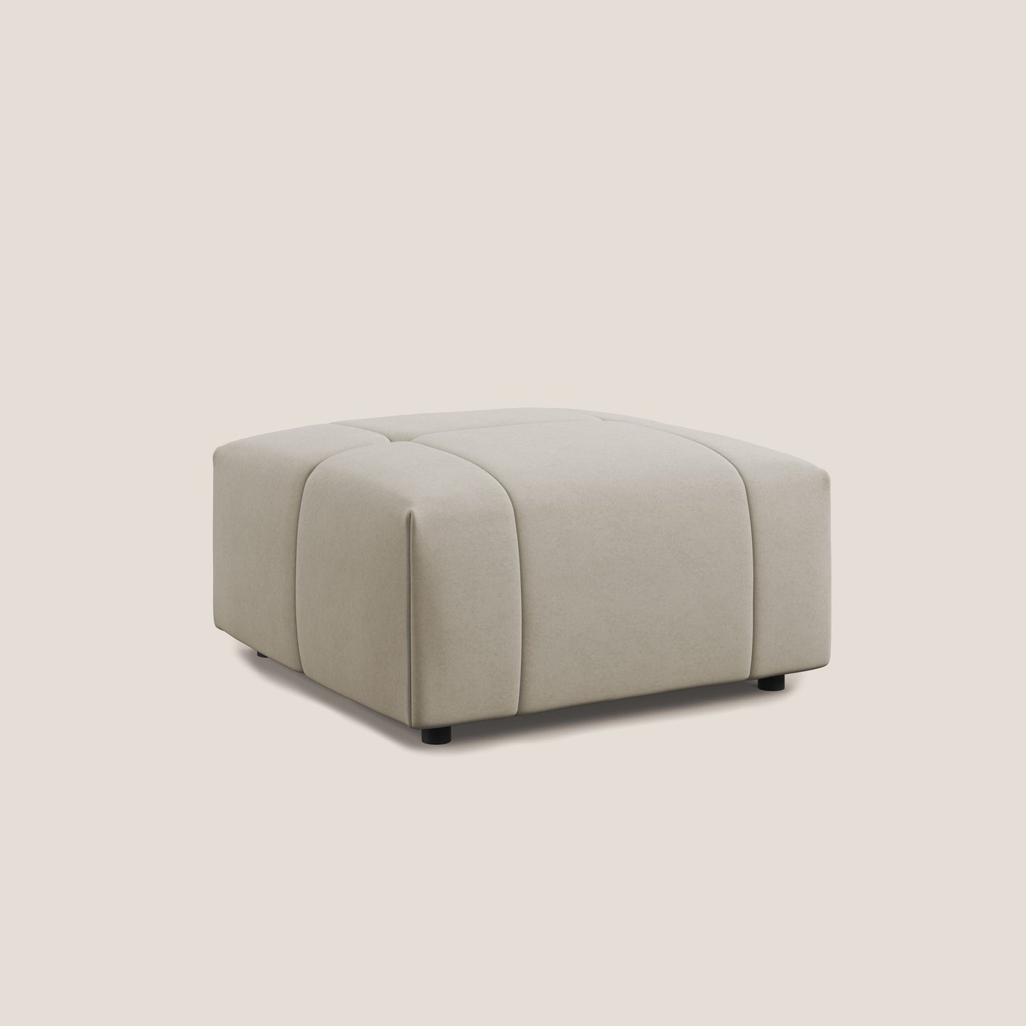 Pouf Giotto in morbida microfibra effetto velluto impermeabile idrorepellente T09 beige 