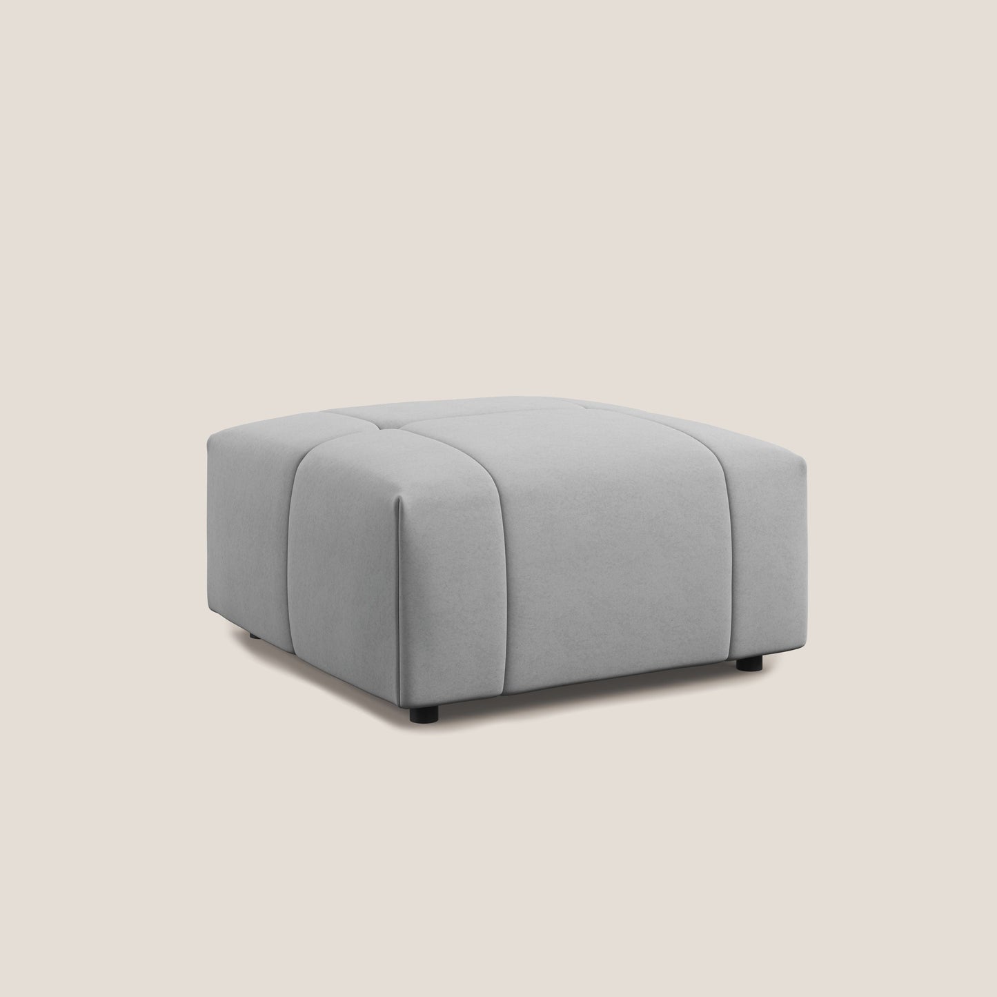 Pouf Giotto in morbida microfibra effetto velluto impermeabile idrorepellente T09 grigio chiaro 