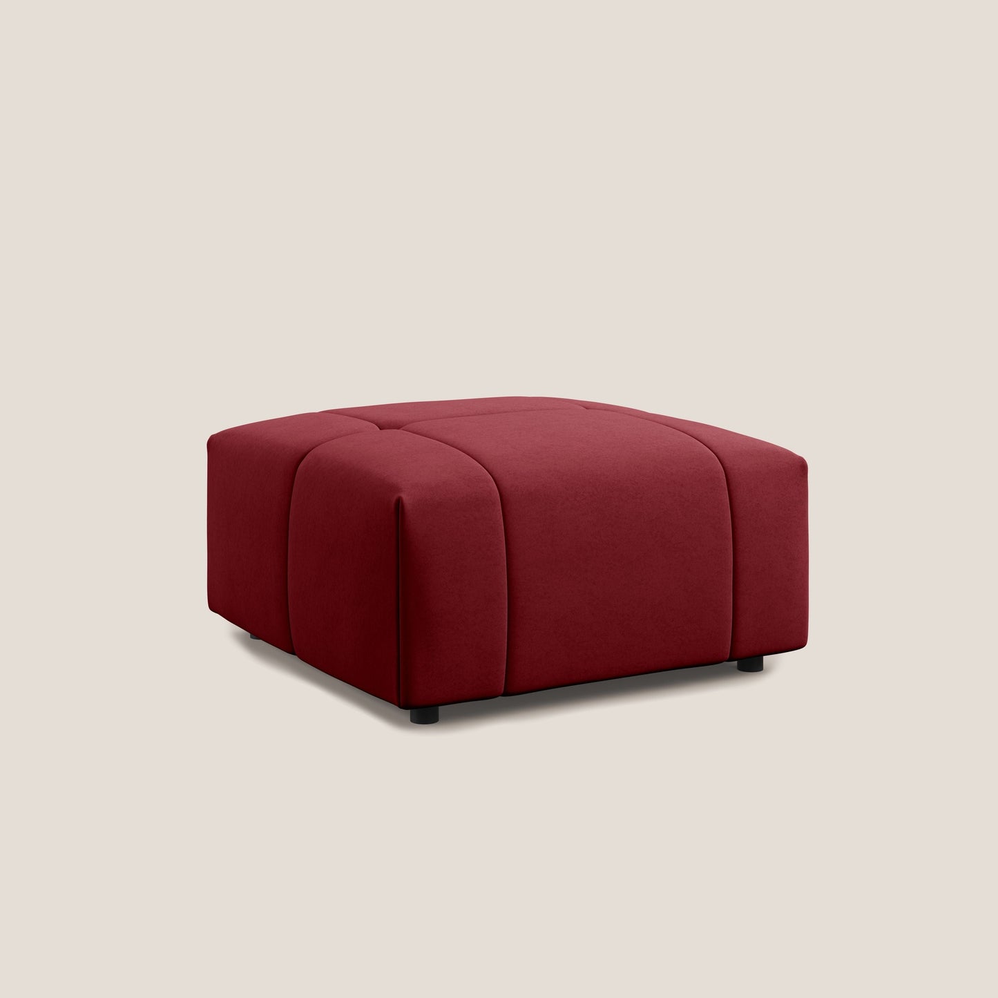 Pouf Giotto in morbida microfibra effetto velluto impermeabile idrorepellente T09 rosso 