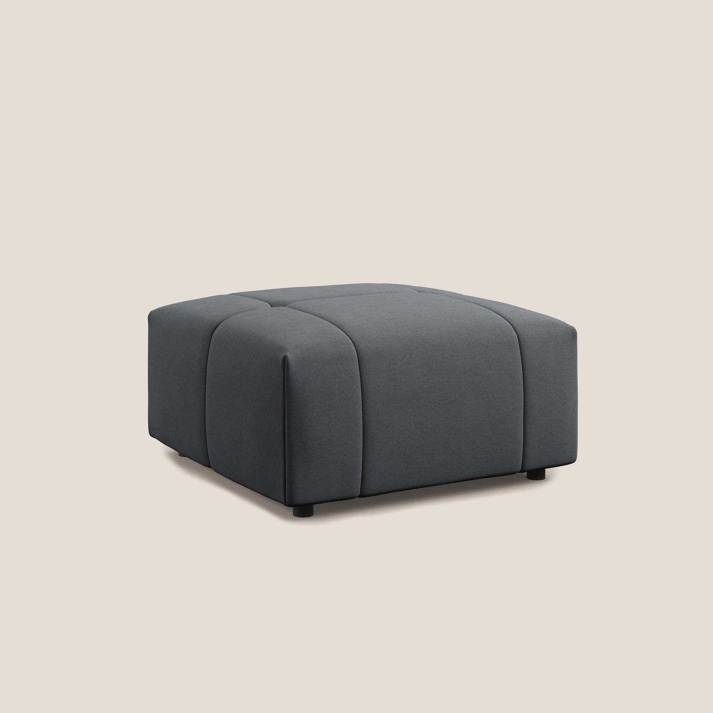 Pouf Giotto in morbida microfibra effetto velluto impermeabile idrorepellente T09 grigio 
