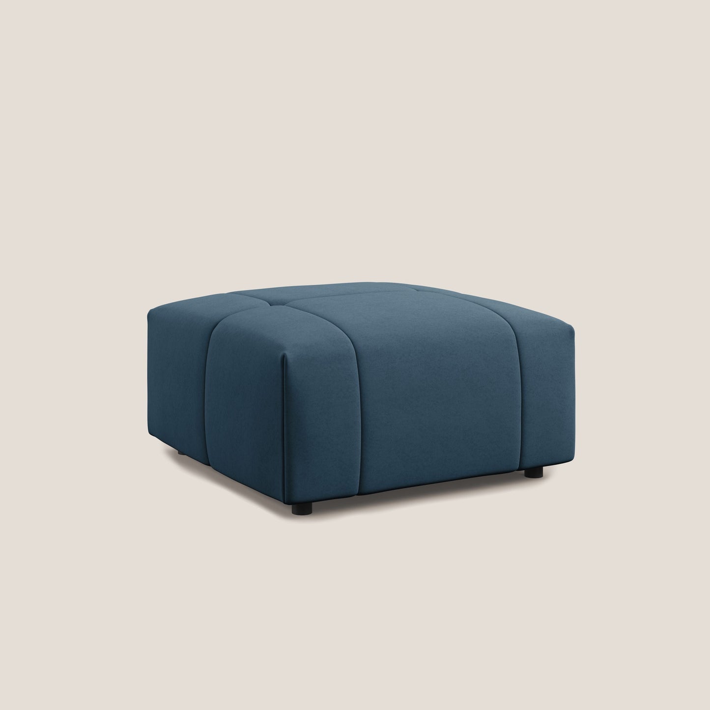 Pouf Giotto in morbida microfibra effetto velluto impermeabile idrorepellente T09 blu 