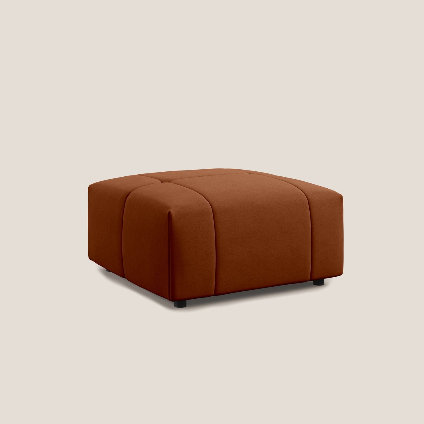 Pouf Giotto in morbida microfibra effetto velluto impermeabile idrorepellente T09 ruggine 