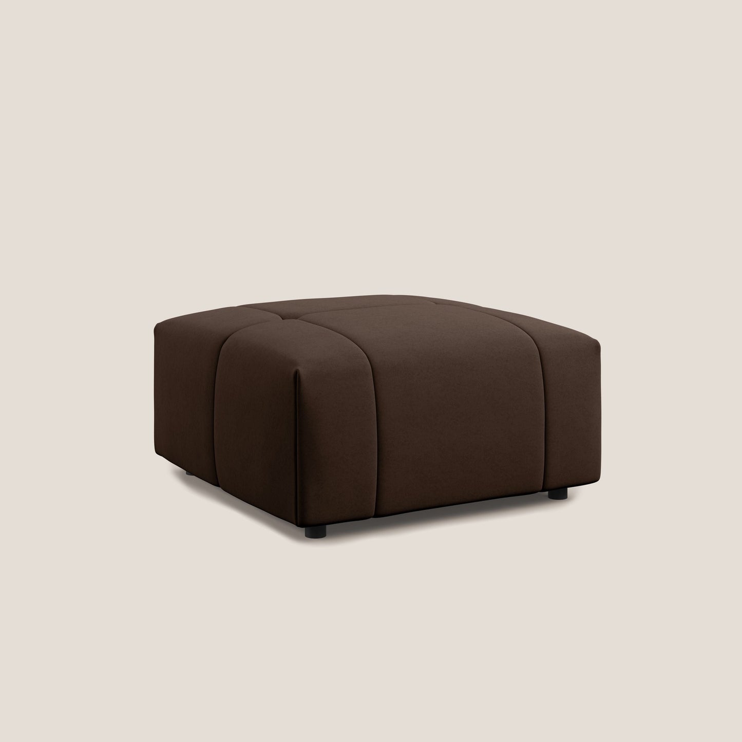 Pouf Giotto in morbida microfibra effetto velluto impermeabile idrorepellente T09 marrone 