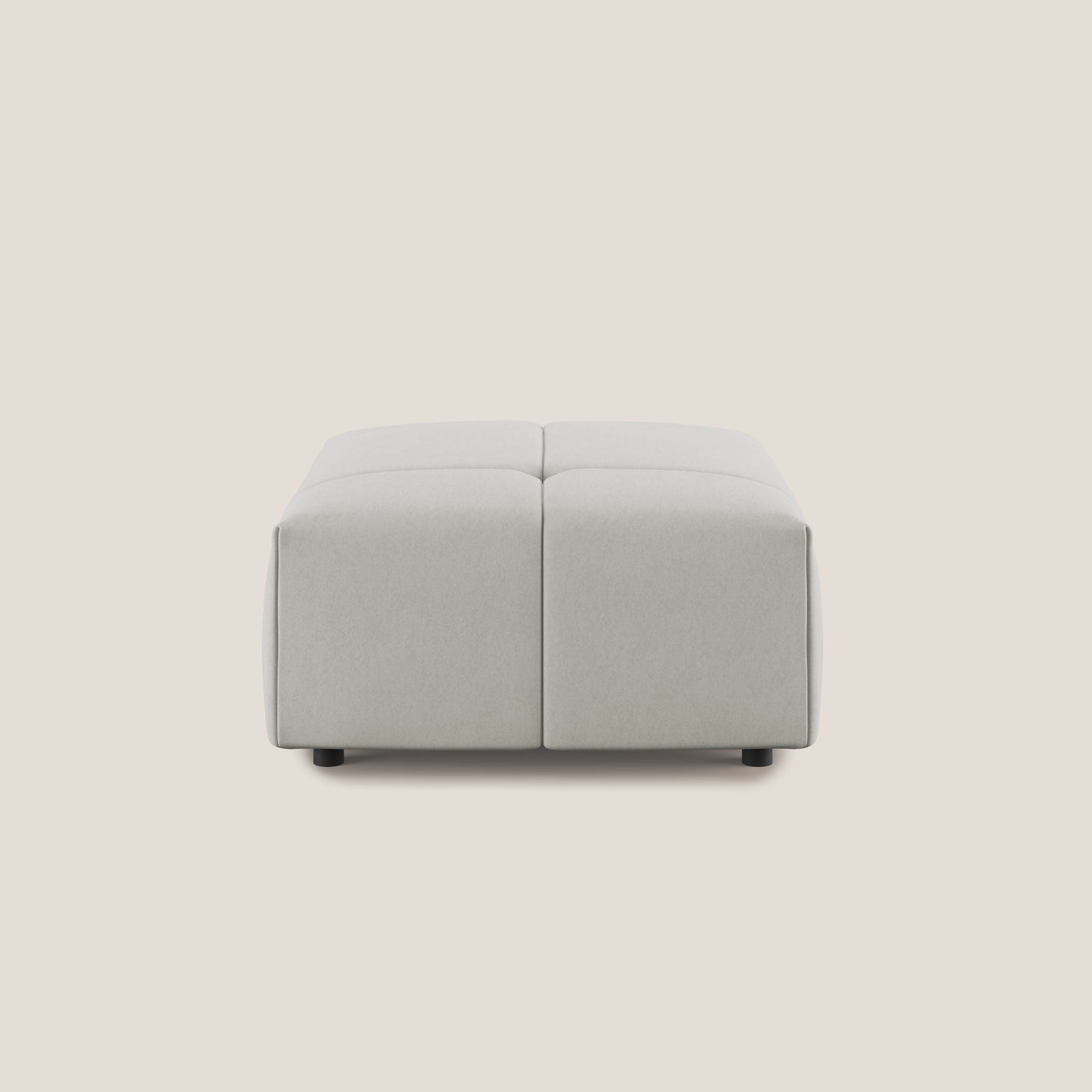 Pouf Giotto in morbida microfibra effetto velluto impermeabile idrorepellente T09 panna 