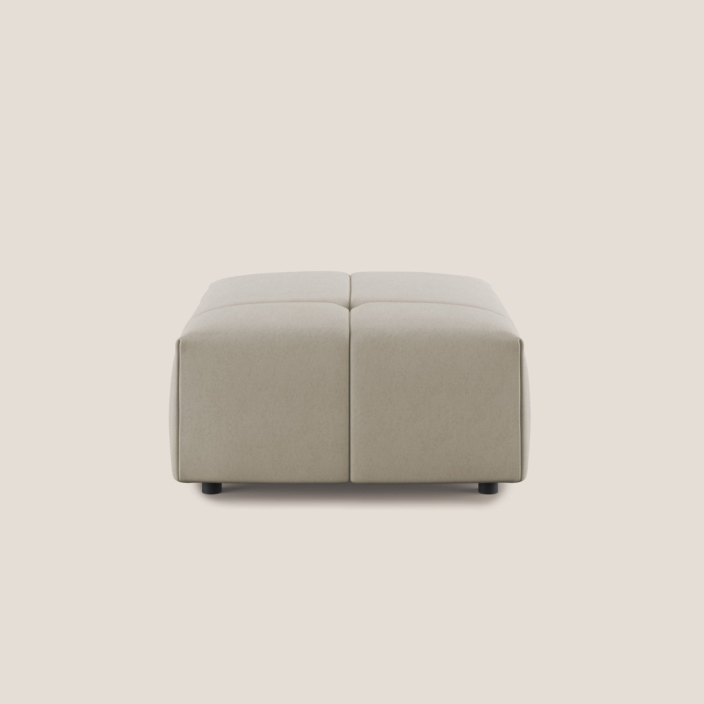 Pouf Giotto in morbida microfibra effetto velluto impermeabile idrorepellente T09 beige 