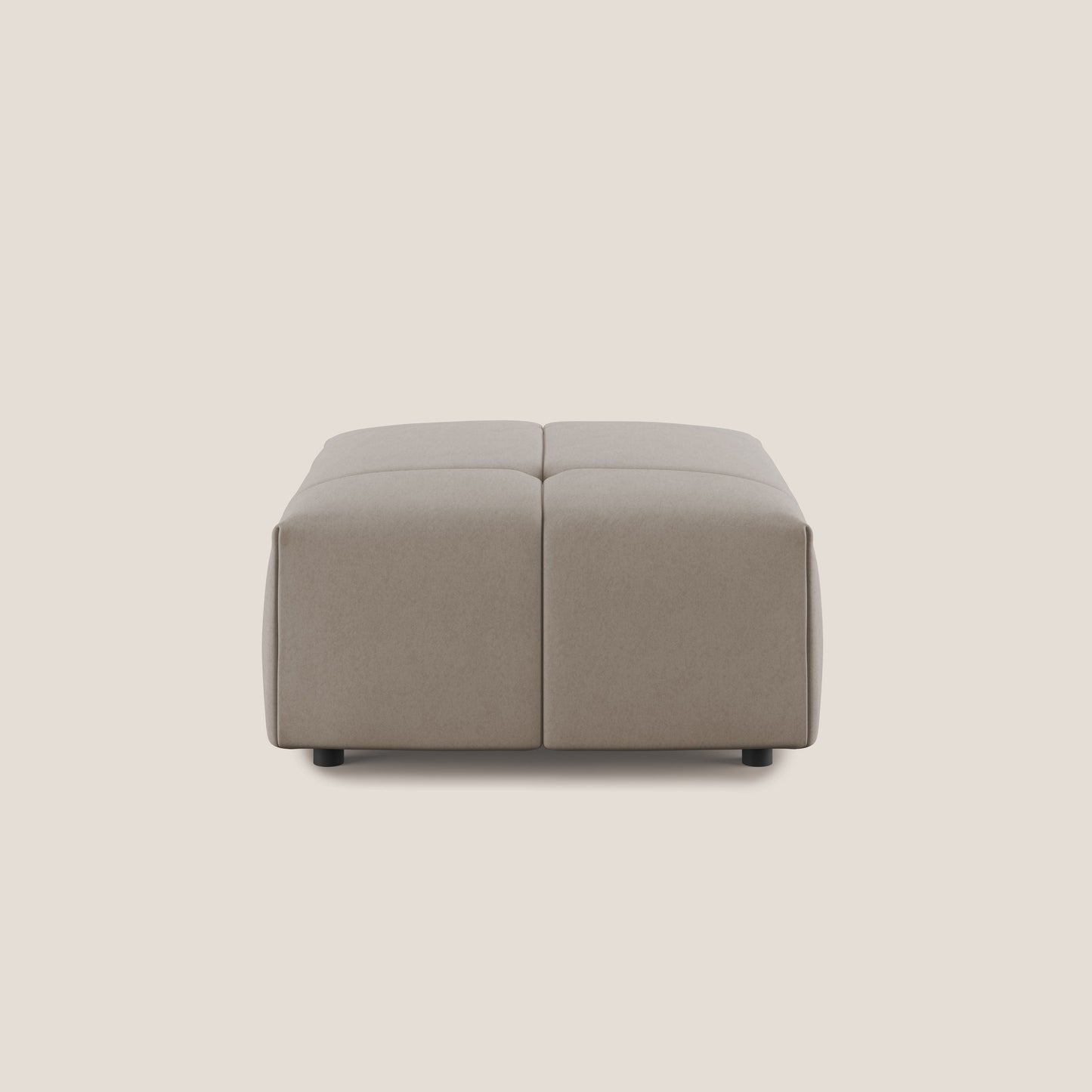 Pouf Giotto in morbida microfibra effetto velluto impermeabile idrorepellente T09 tortora 
