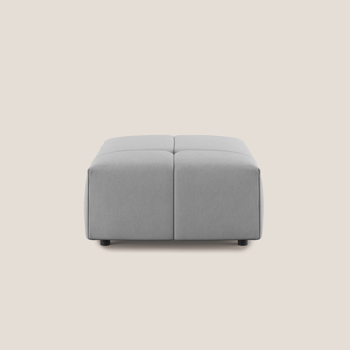 Pouf Giotto in morbida microfibra effetto velluto impermeabile idrorepellente T09 grigio chiaro 