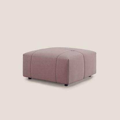 Pouf Giotto in morbida microfibra effetto velluto impermeabile idrorepellente T09 rosa 