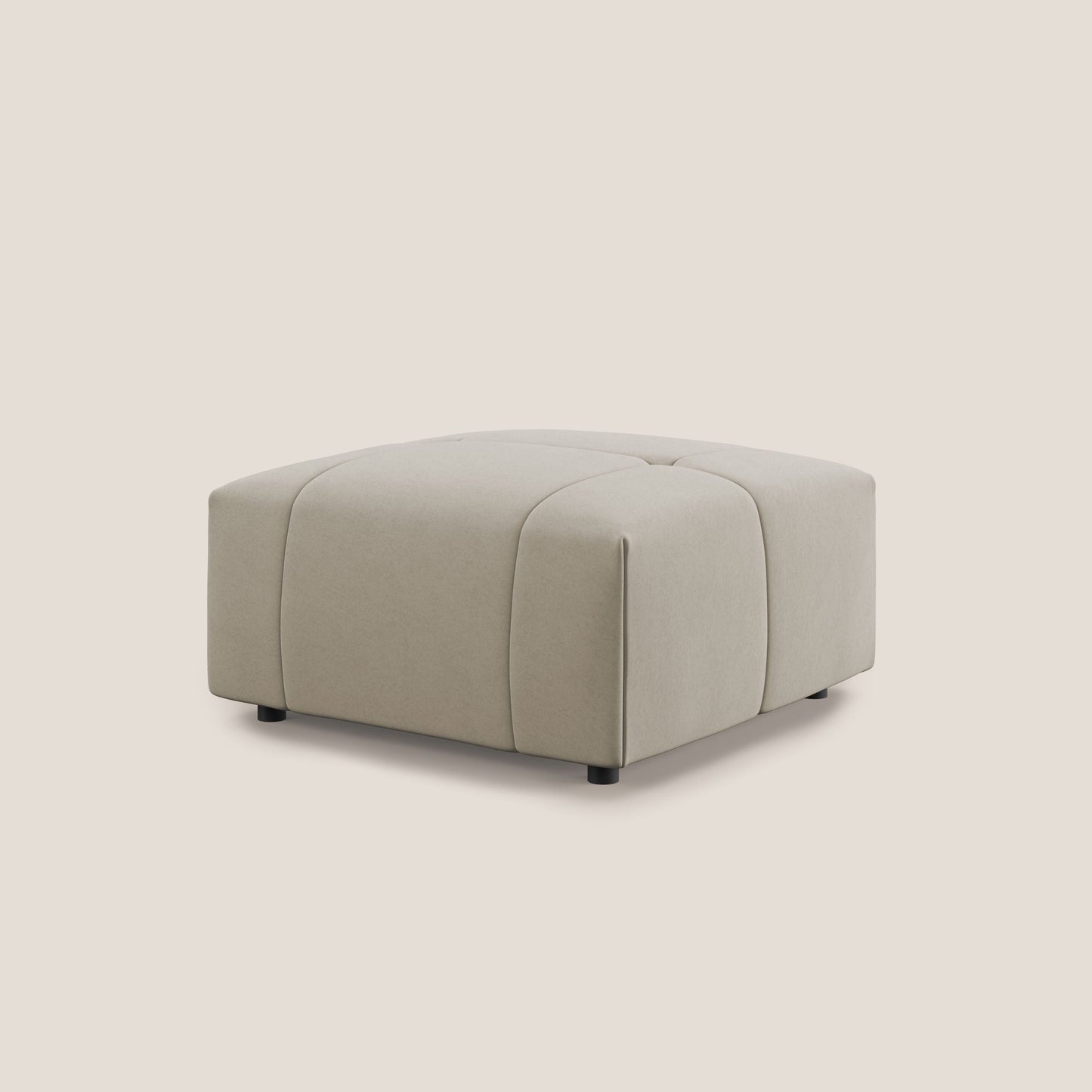 Pouf Giotto in morbida microfibra effetto velluto impermeabile idrorepellente T09 beige 