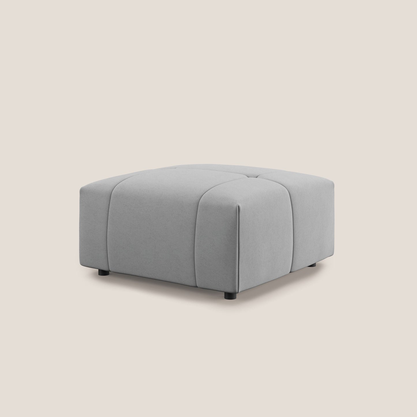 Pouf Giotto in morbida microfibra effetto velluto impermeabile idrorepellente T09 grigio chiaro 