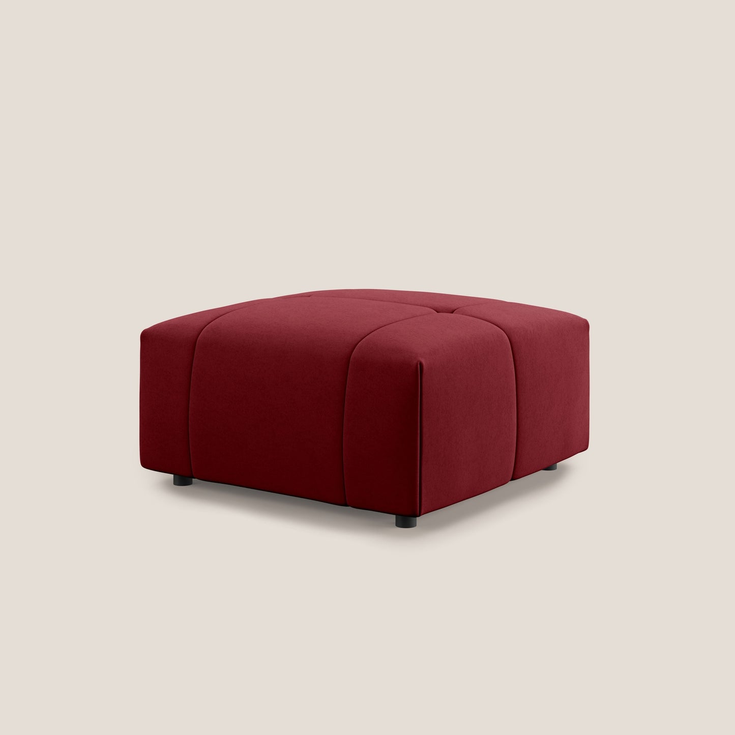 Pouf Giotto in morbida microfibra effetto velluto impermeabile idrorepellente T09 rosso 