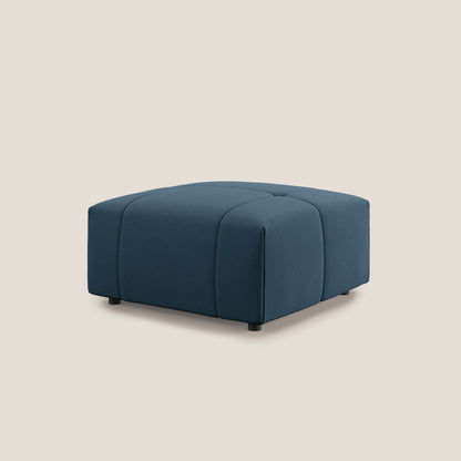 Pouf Giotto in morbida microfibra effetto velluto impermeabile idrorepellente T09 blu 