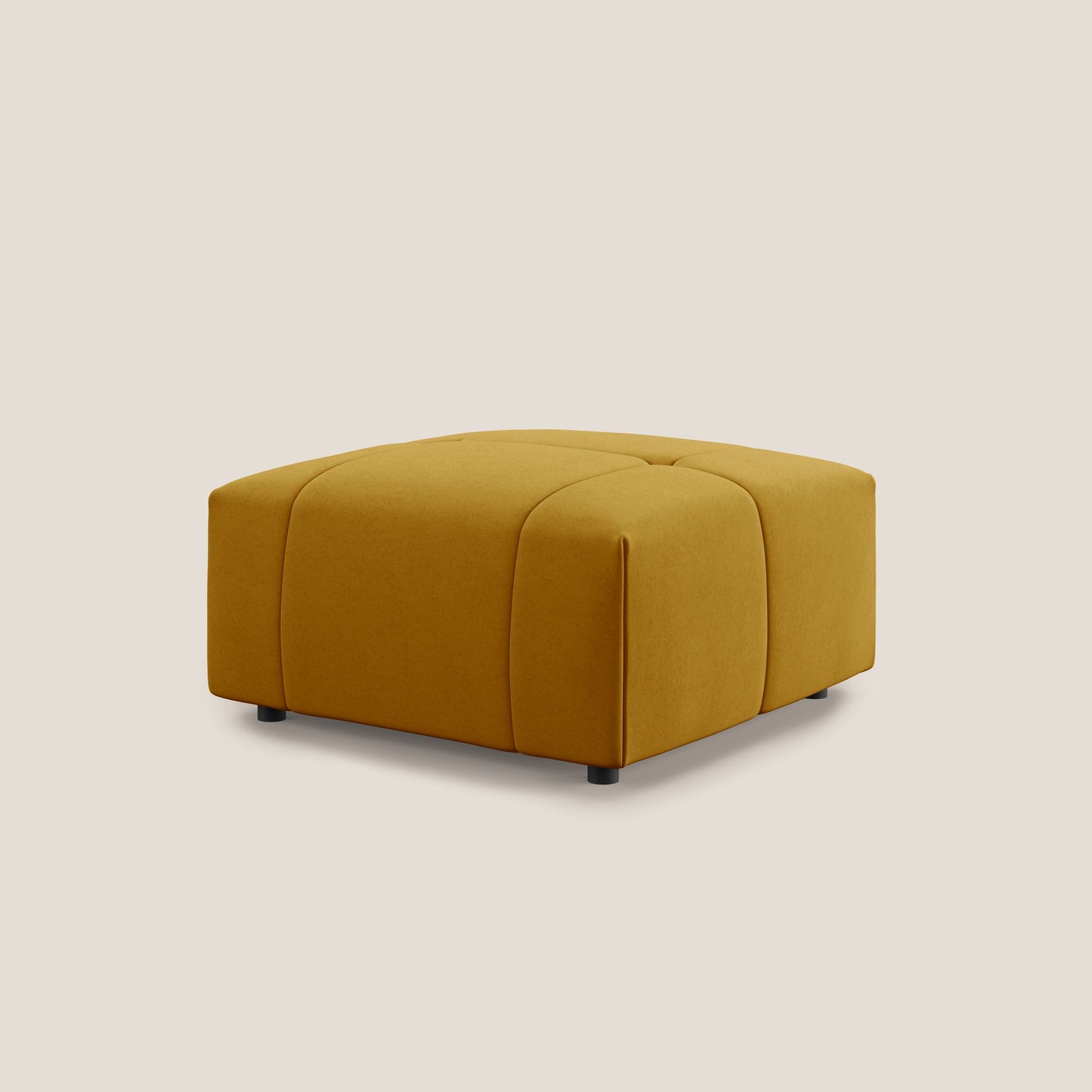 Pouf Giotto in morbida microfibra effetto velluto impermeabile idrorepellente T09 giallo 