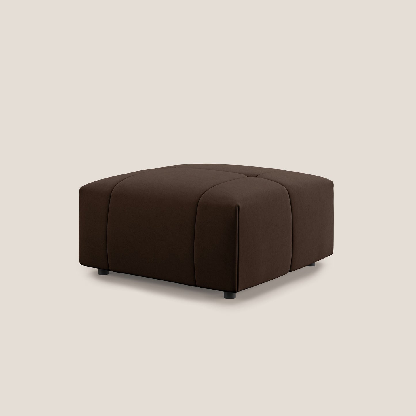 Pouf Giotto in morbida microfibra effetto velluto impermeabile idrorepellente T09 marrone 