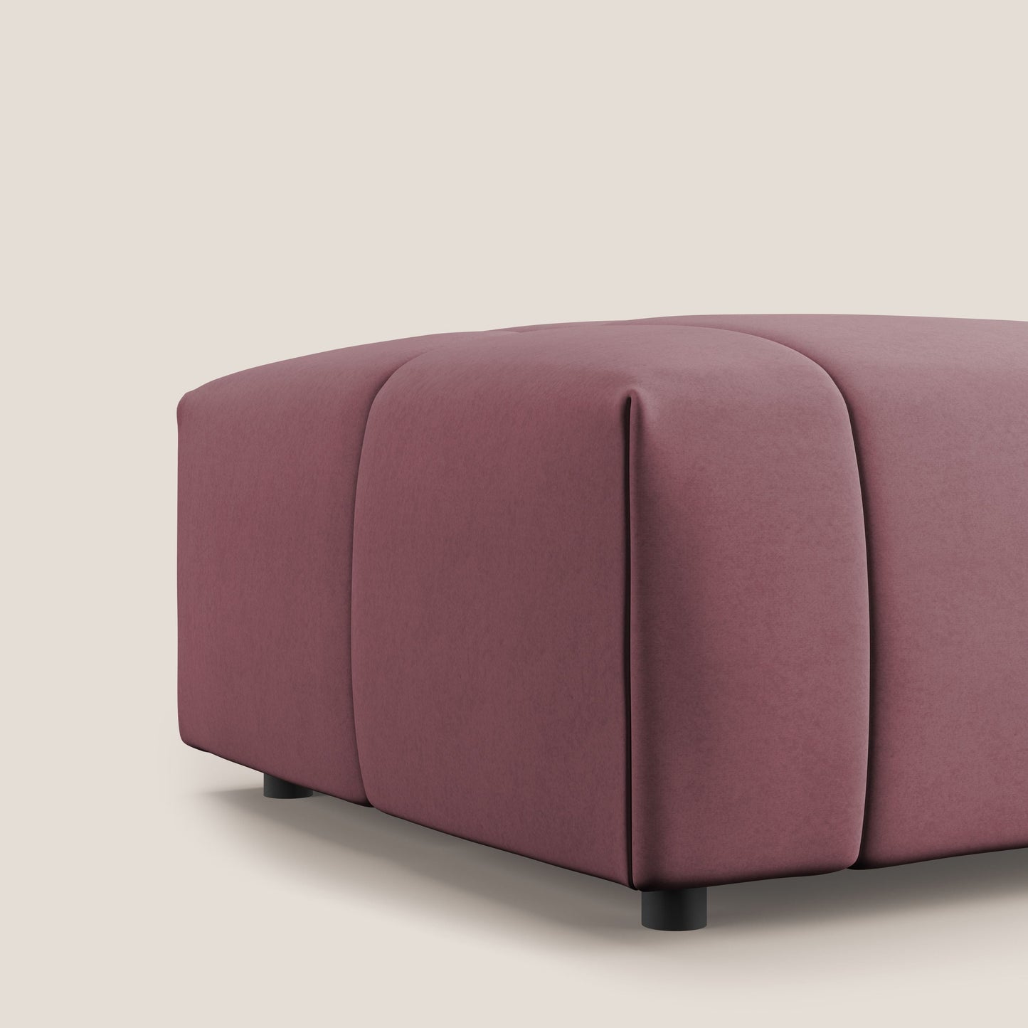 Pouf Giotto in morbida microfibra effetto velluto impermeabile idrorepellente T09 salmone 