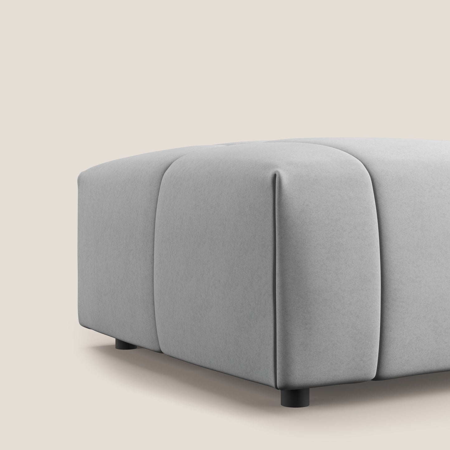 Pouf Giotto in morbida microfibra effetto velluto impermeabile idrorepellente T09 grigio chiaro 
