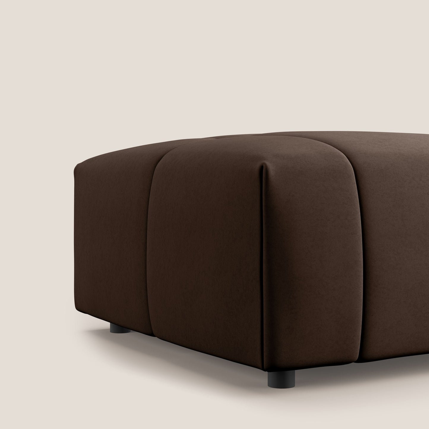 Pouf Giotto in morbida microfibra effetto velluto impermeabile idrorepellente T09 marrone 