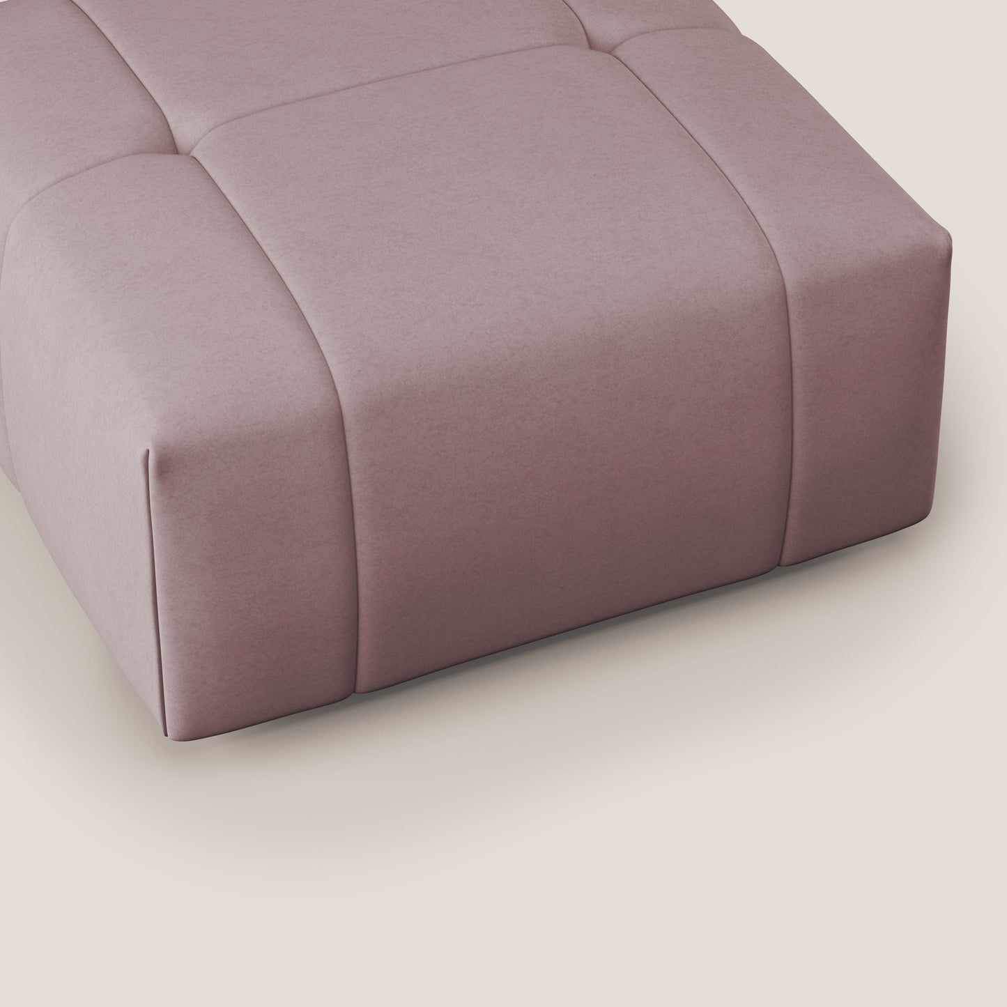 Pouf Giotto in morbida microfibra effetto velluto impermeabile idrorepellente T09 rosa 