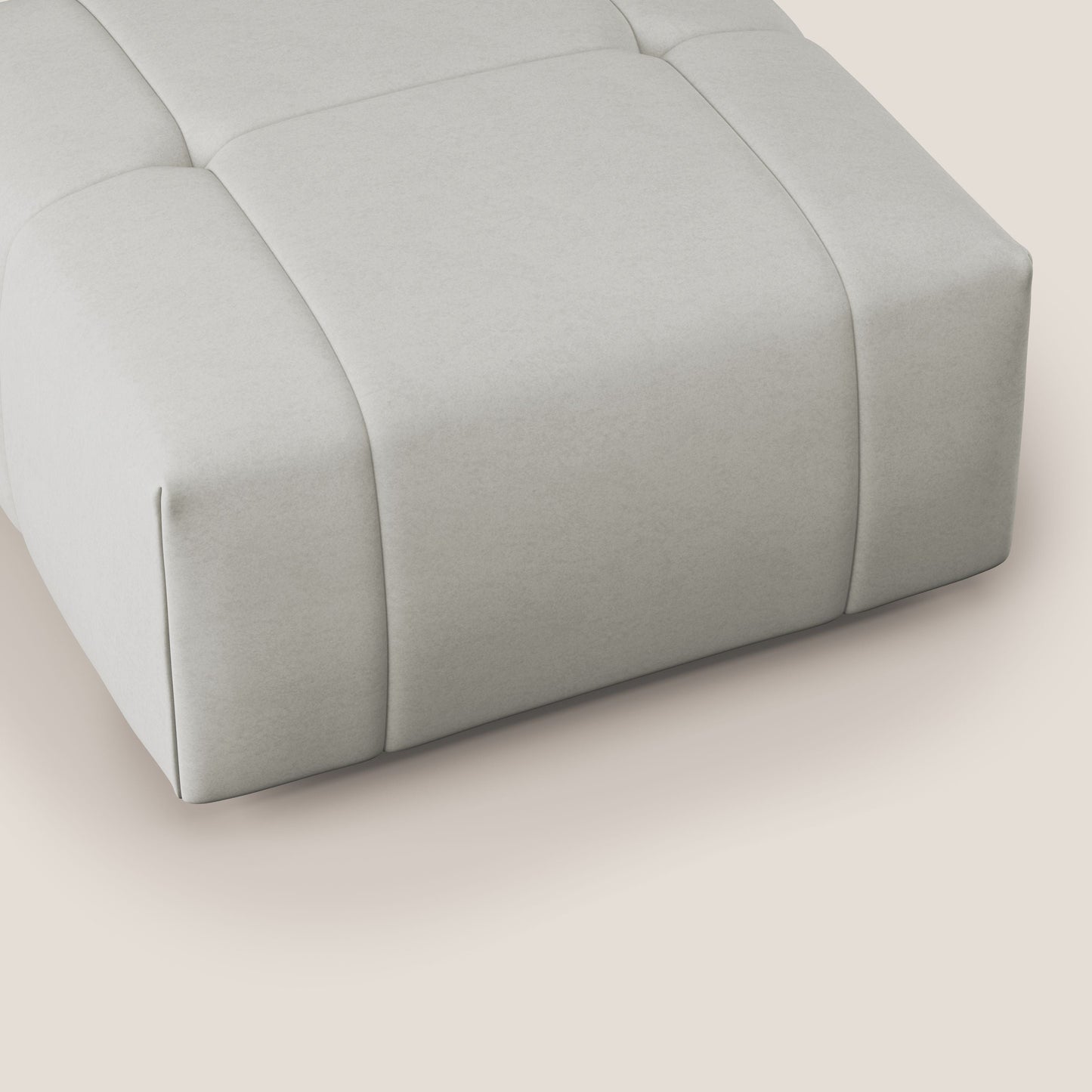 Pouf Giotto in morbida microfibra effetto velluto impermeabile idrorepellente T09 panna 