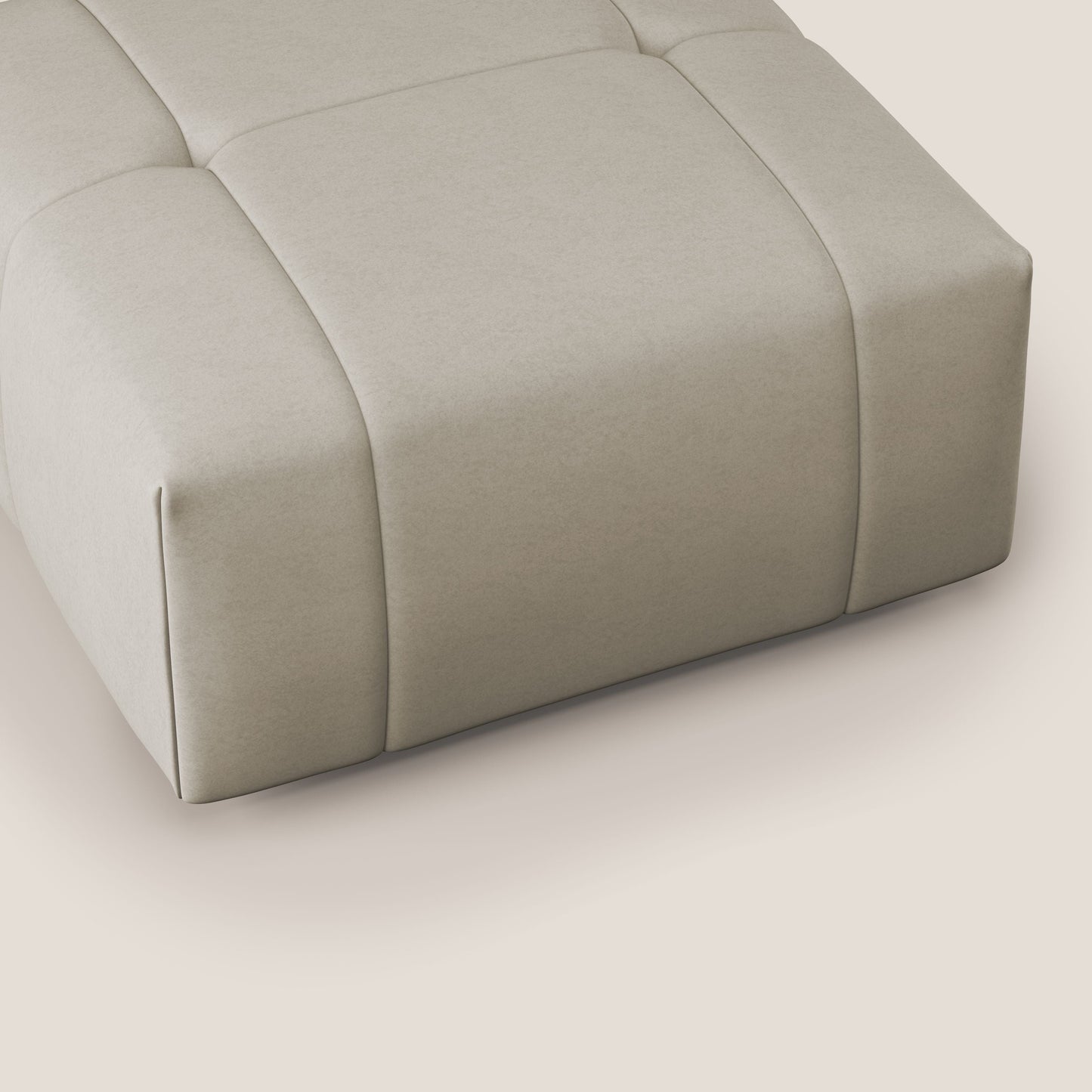 Pouf Giotto in morbida microfibra effetto velluto impermeabile idrorepellente T09 beige 