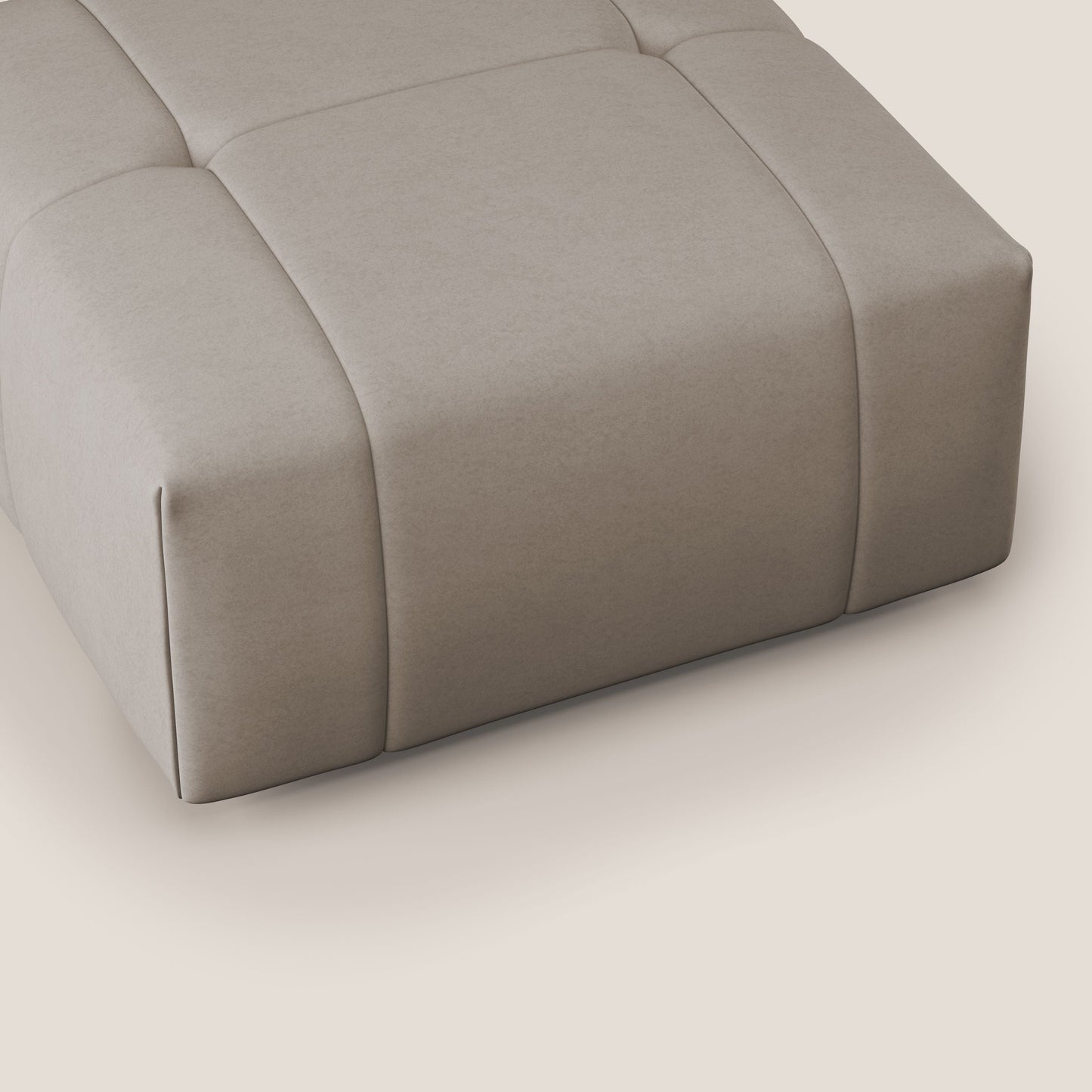 Pouf Giotto in morbida microfibra effetto velluto impermeabile idrorepellente T09 tortora 