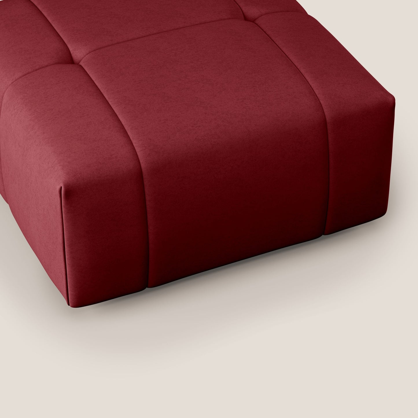 Pouf Giotto in morbida microfibra effetto velluto impermeabile idrorepellente T09 rosso 