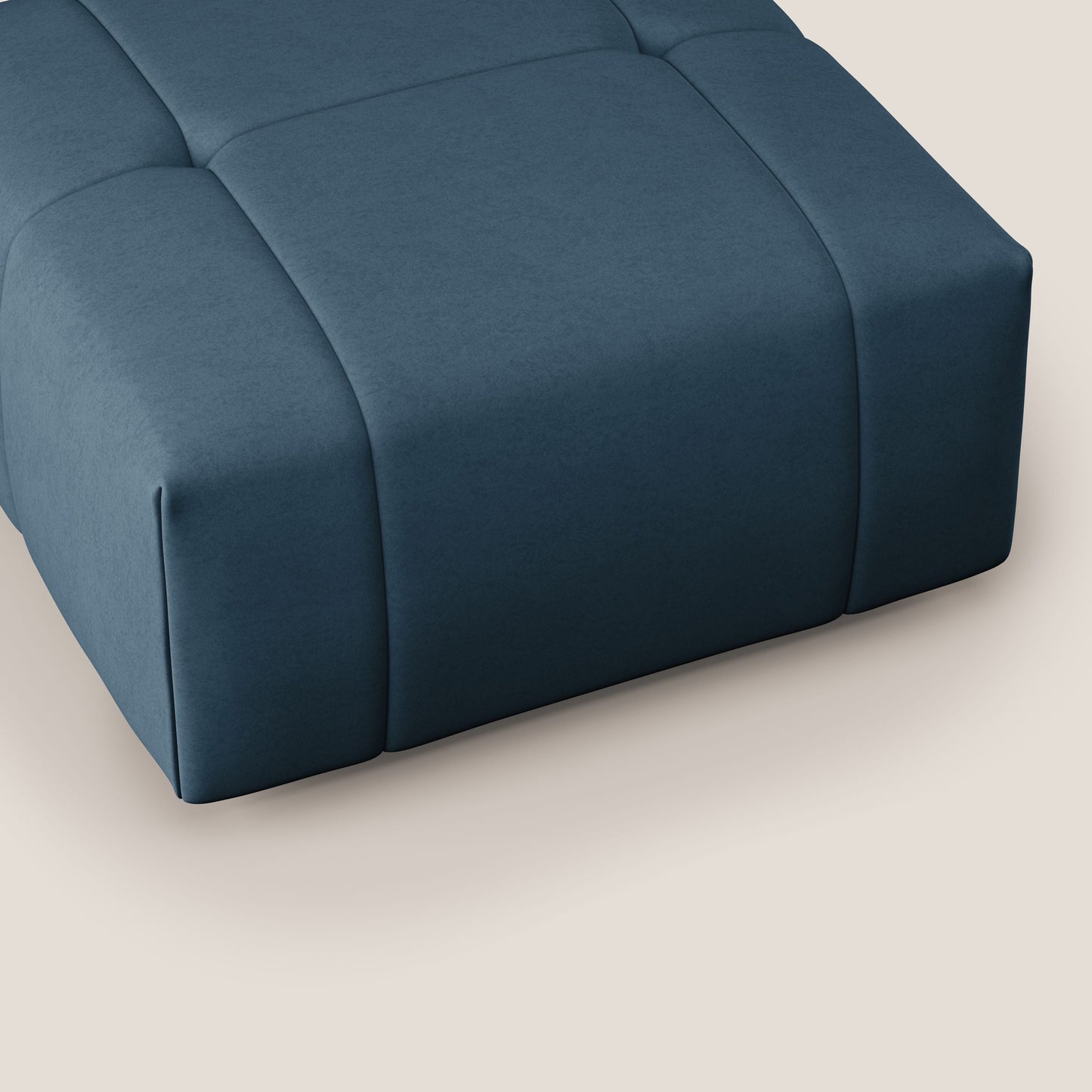 Pouf Giotto in morbida microfibra effetto velluto impermeabile idrorepellente T09 blu 
