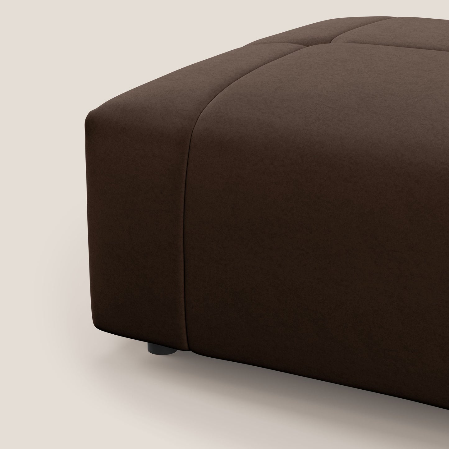 Pouf Giotto in morbida microfibra effetto velluto impermeabile idrorepellente T09 marrone 