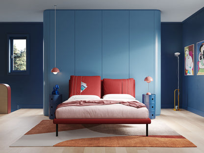 Giselle letto moderno con cuscini testata regolabile con tasche in microfibra impermeabile T11 rosso