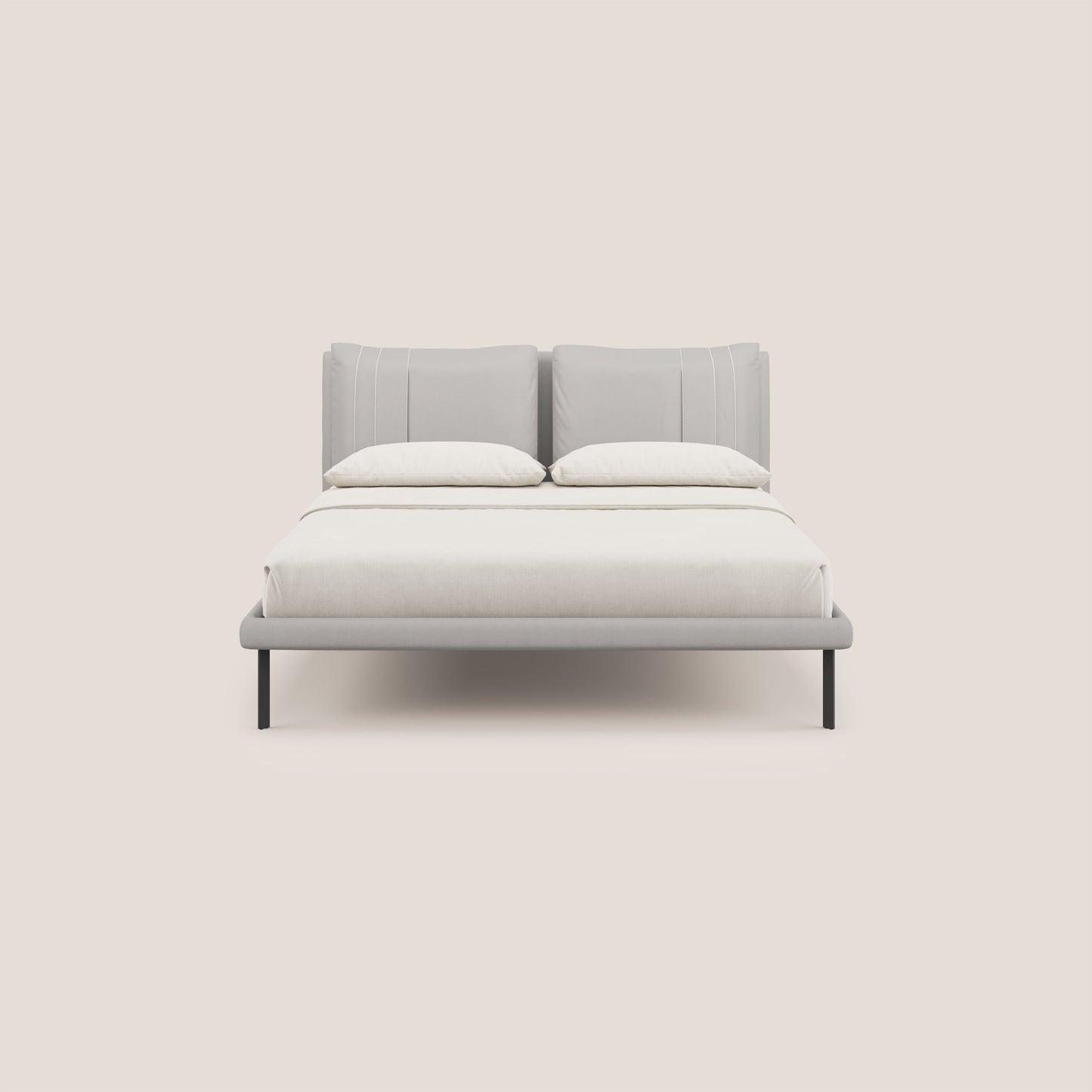 Giselle letto moderno con cuscini testata regolabile con tasche in microfibra impermeabile T11 grigio chiaro 