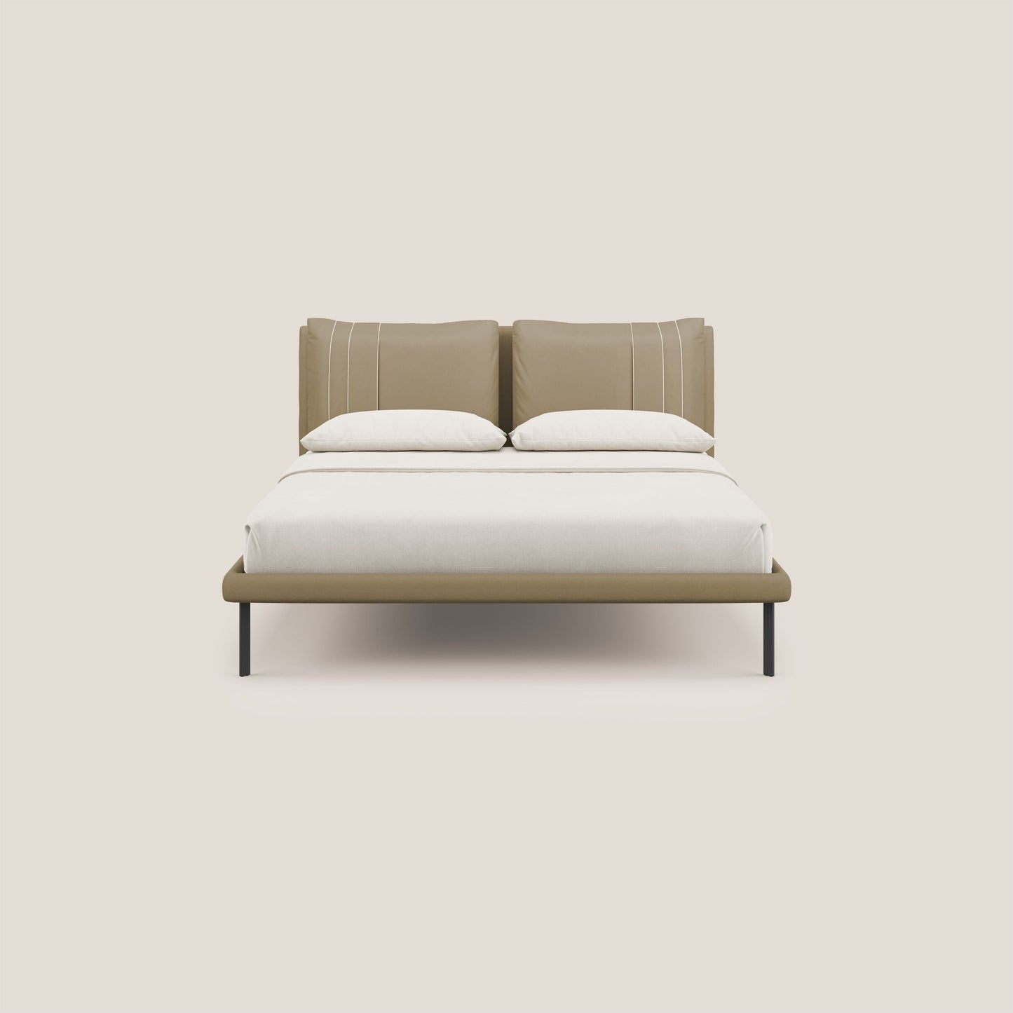 Giselle letto moderno con cuscini testata regolabile con tasche in microfibra impermeabile T11 beige 