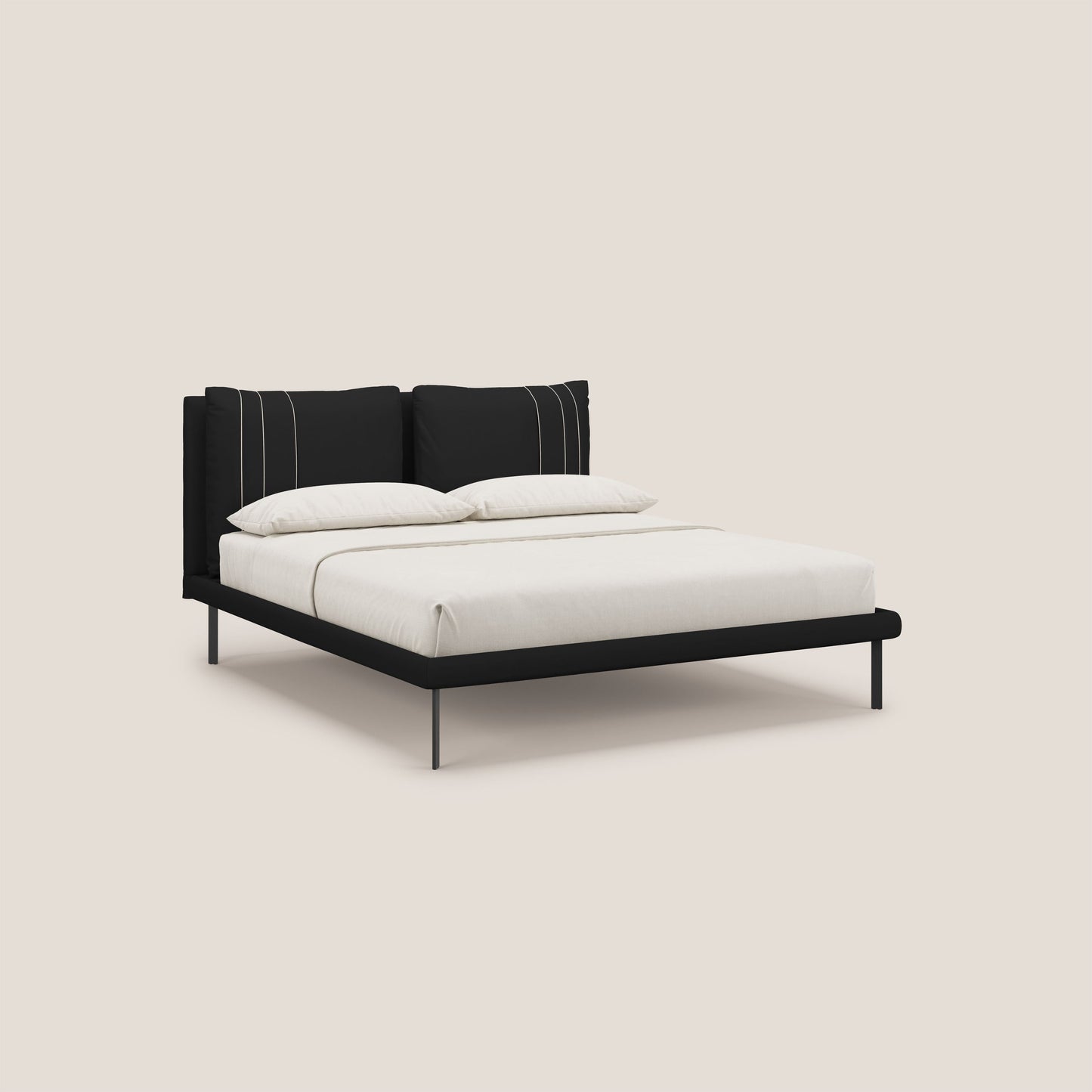 Giselle letto moderno con cuscini testata regolabile con tasche in microfibra impermeabile T11 nero 