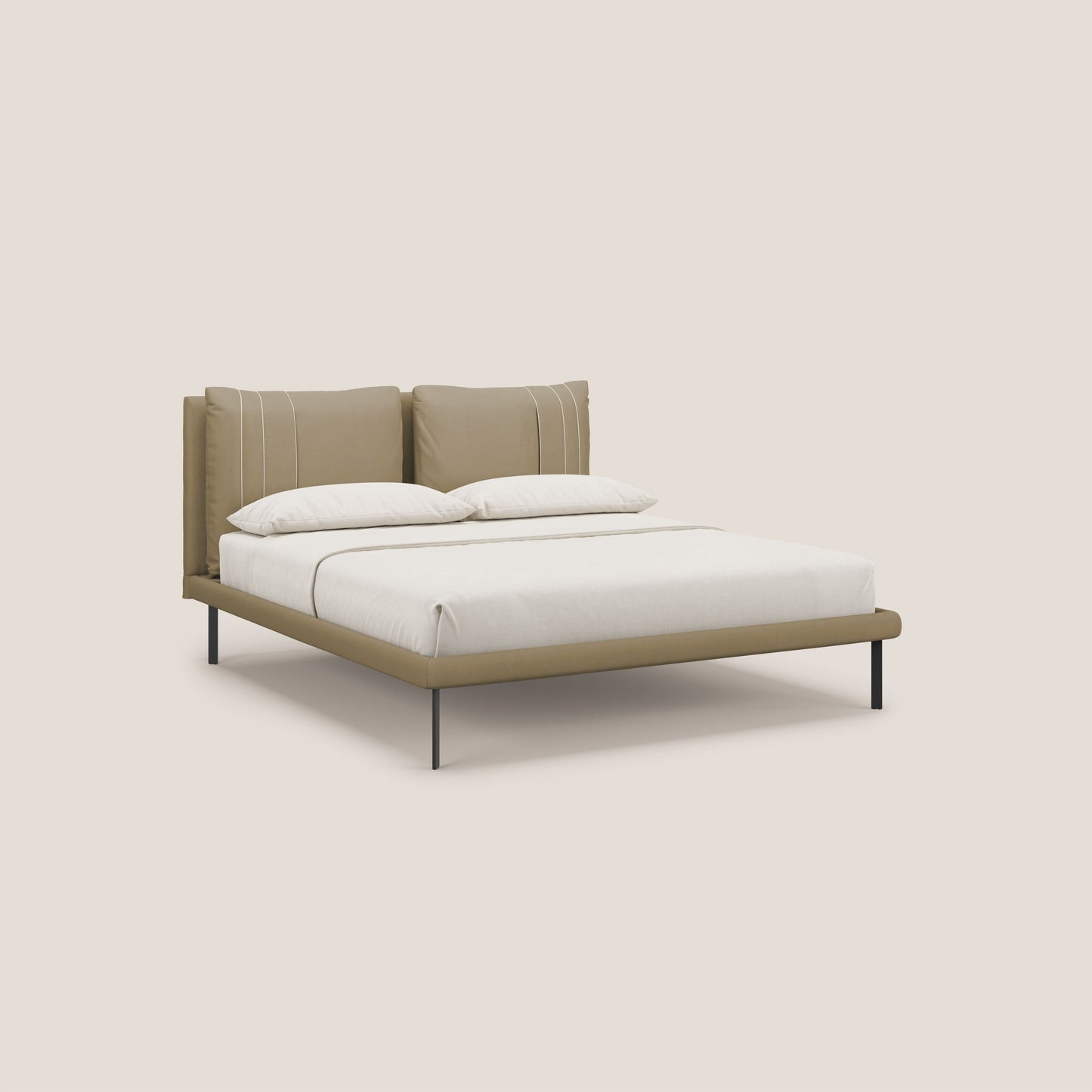 Giselle letto moderno con cuscini testata regolabile con tasche in microfibra impermeabile T11 beige 