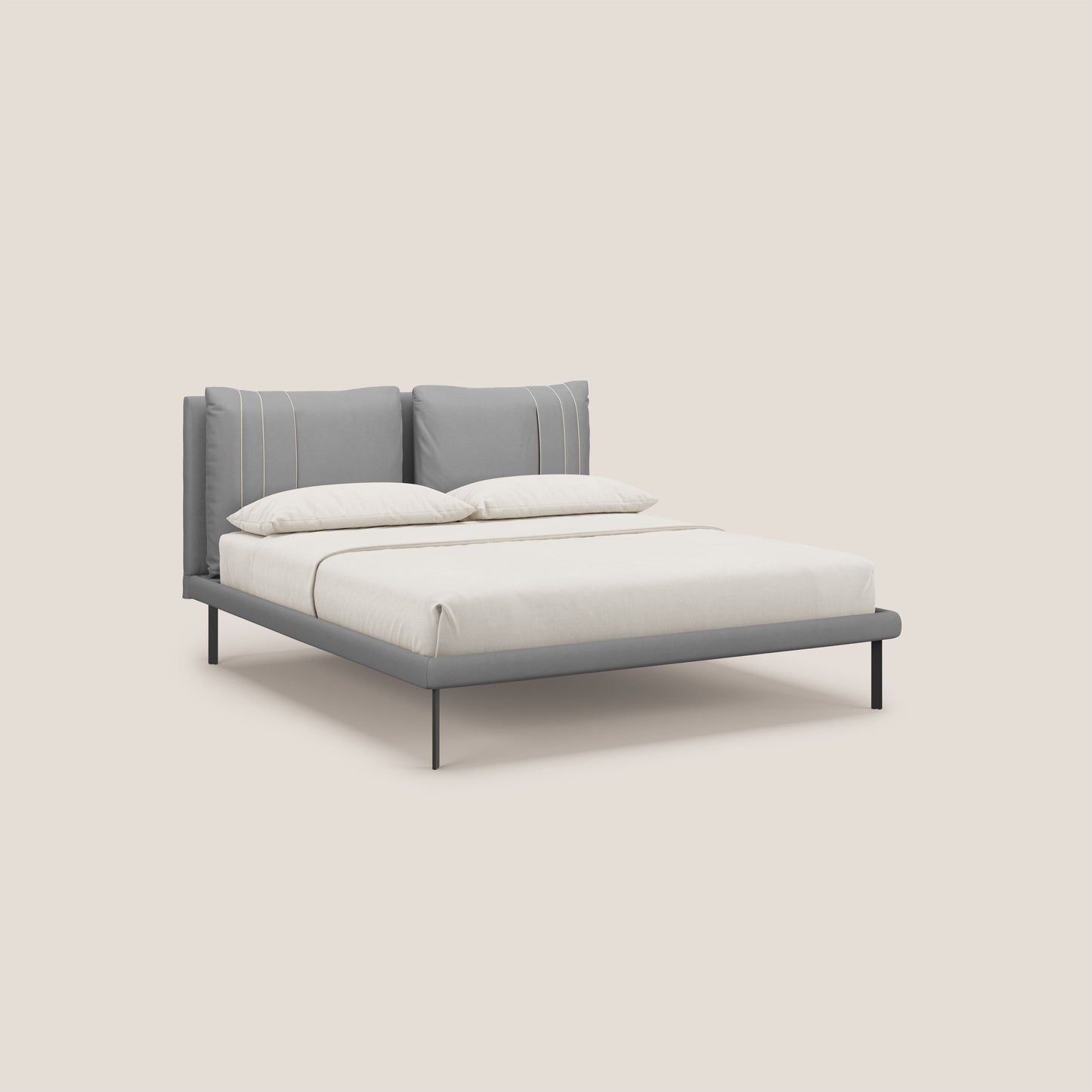 Giselle letto moderno con cuscini testata regolabile con tasche in microfibra impermeabile T11 grigio 