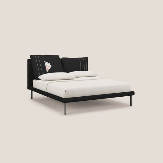 Giselle letto moderno con cuscini testata regolabile con tasche in microfibra impermeabile T11 nero 