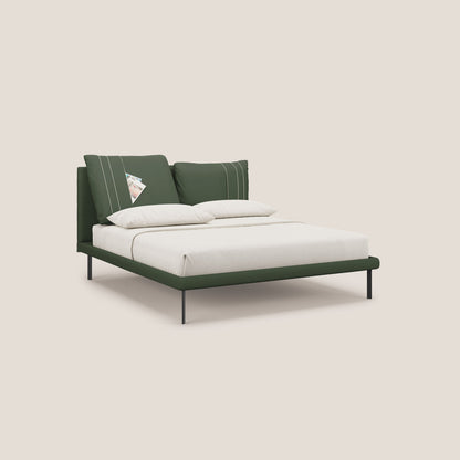 Giselle letto moderno con cuscini testata regolabile con tasche in microfibra impermeabile T11 verde 