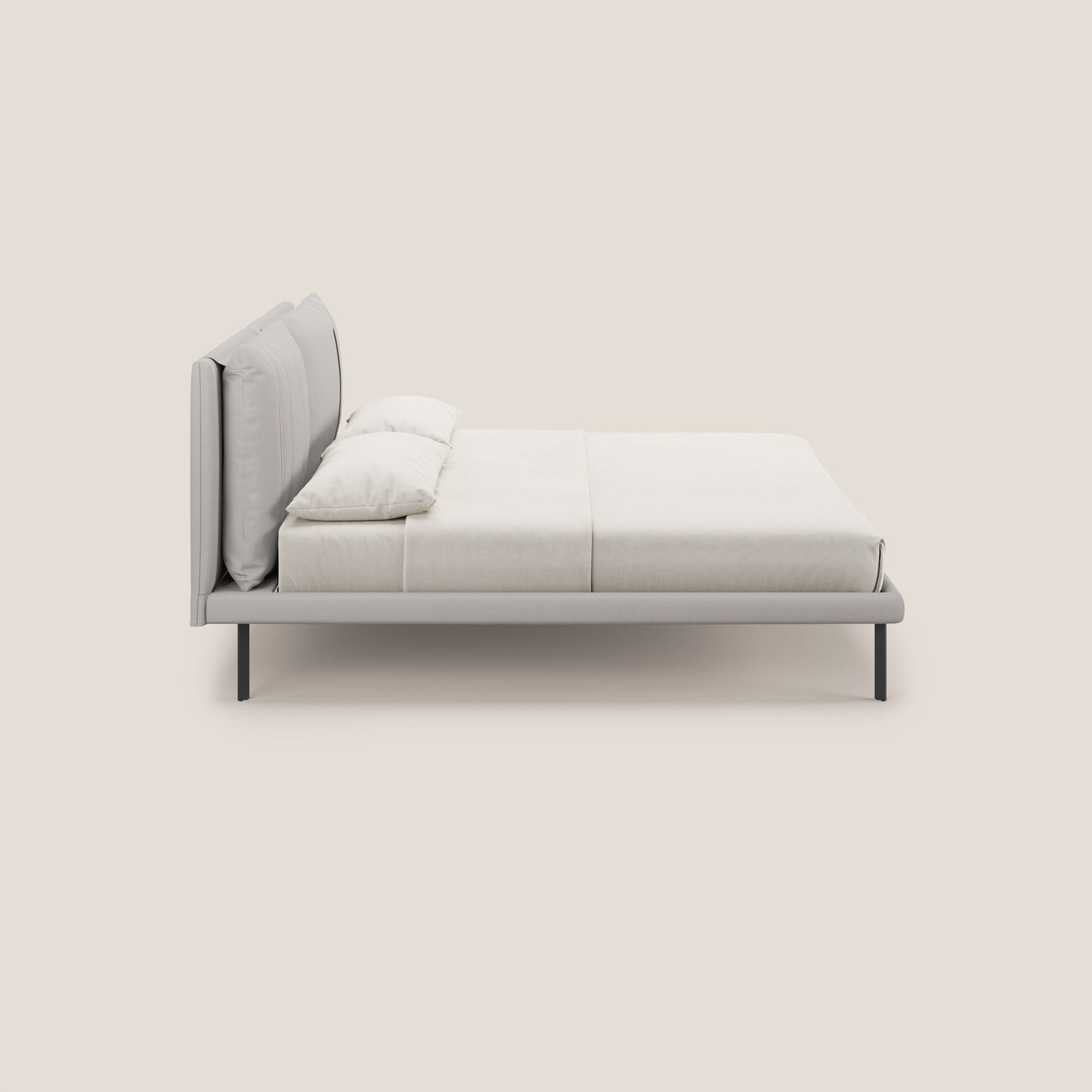 Giselle letto moderno con cuscini testata regolabile con tasche in microfibra impermeabile T11 grigio chiaro 