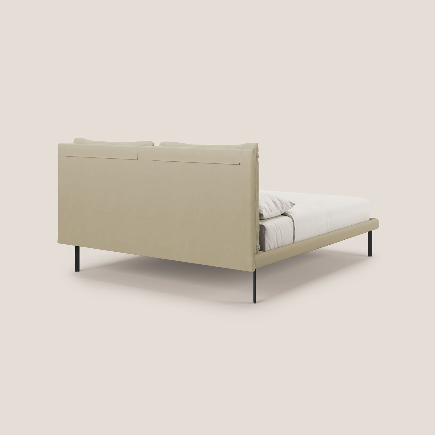 Giselle letto moderno con cuscini testata regolabile con tasche in microfibra impermeabile T11 panna 