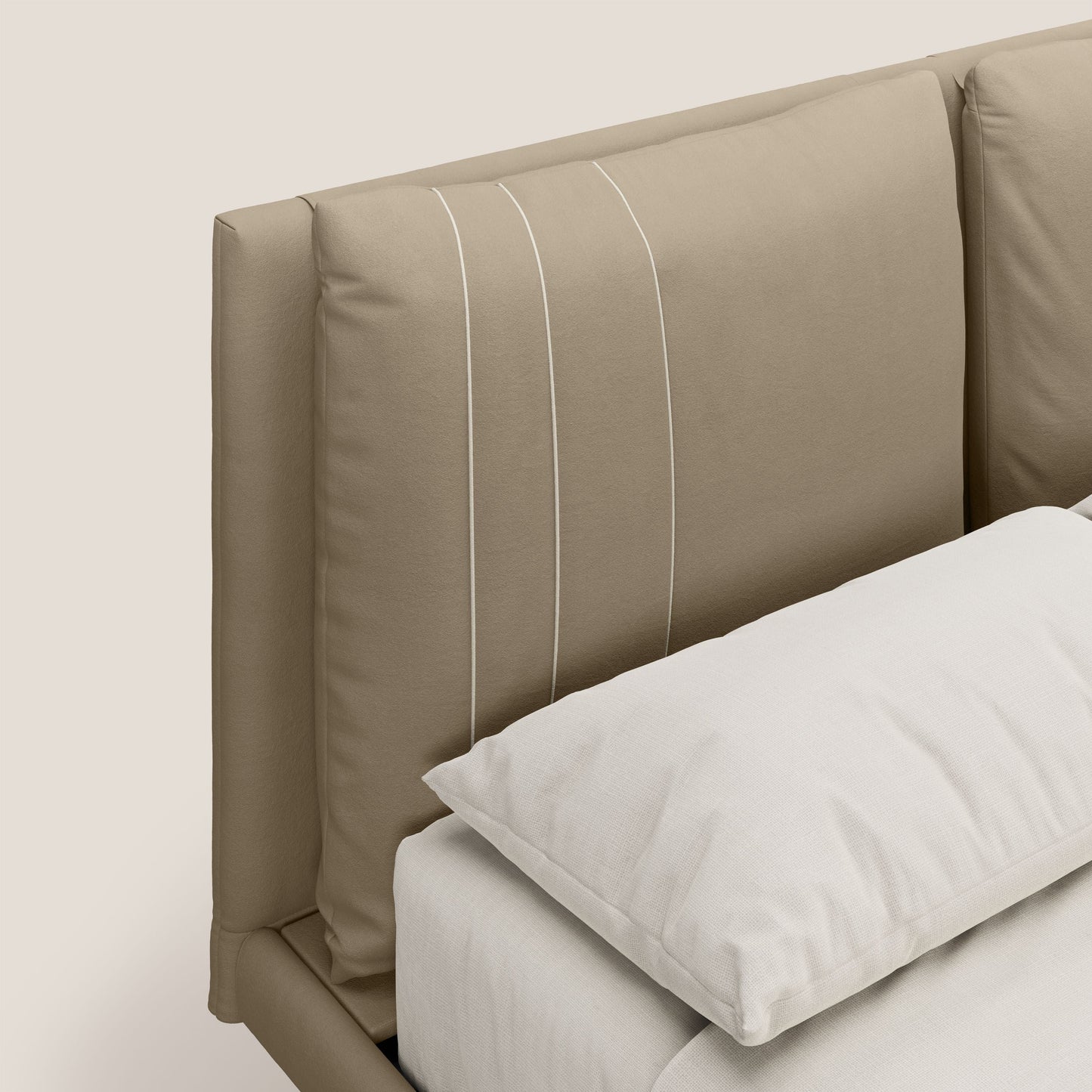 Giselle letto moderno con cuscini testata regolabile con tasche in microfibra impermeabile T11 tortora 