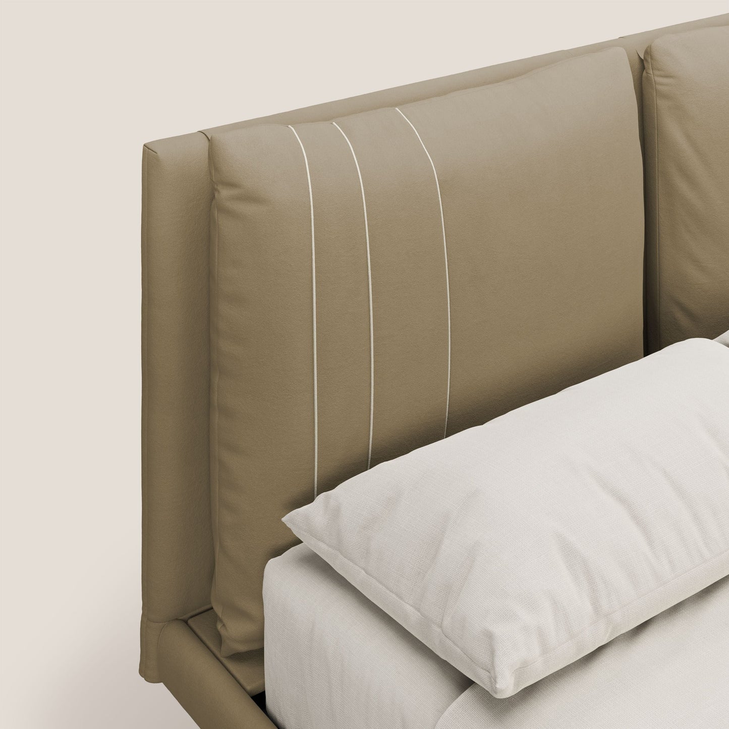 Giselle letto moderno con cuscini testata regolabile con tasche in microfibra impermeabile T11 beige 