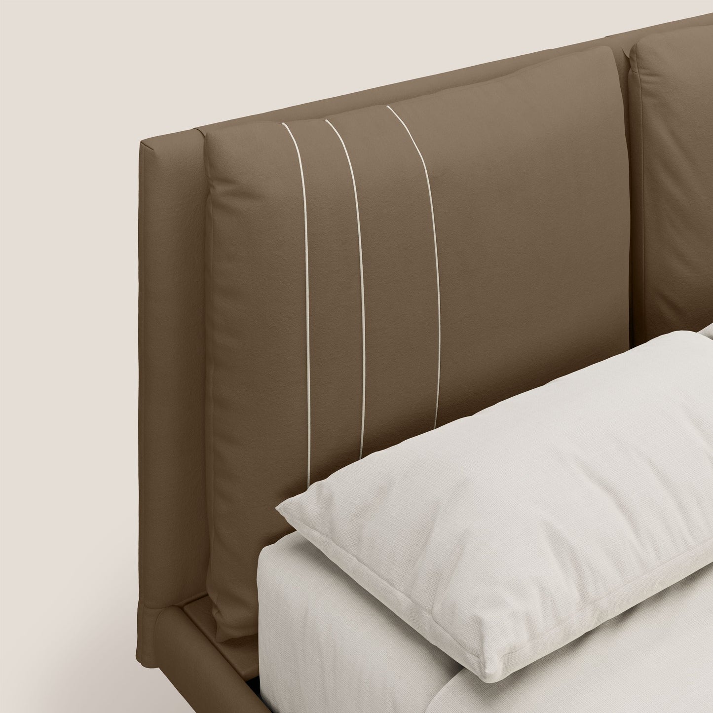 Giselle letto moderno con cuscini testata regolabile con tasche in microfibra impermeabile T11 marrone