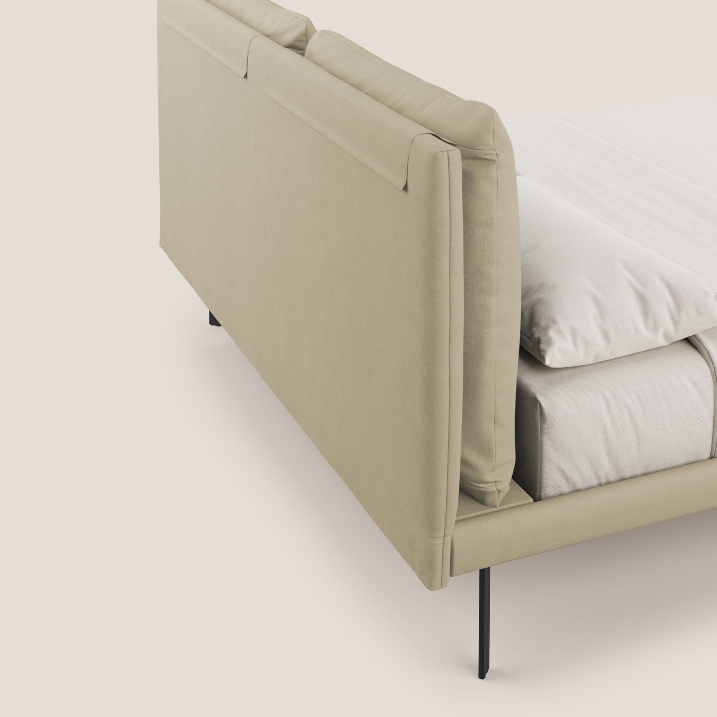 Giselle letto moderno con cuscini testata regolabile con tasche in microfibra impermeabile T11 panna 