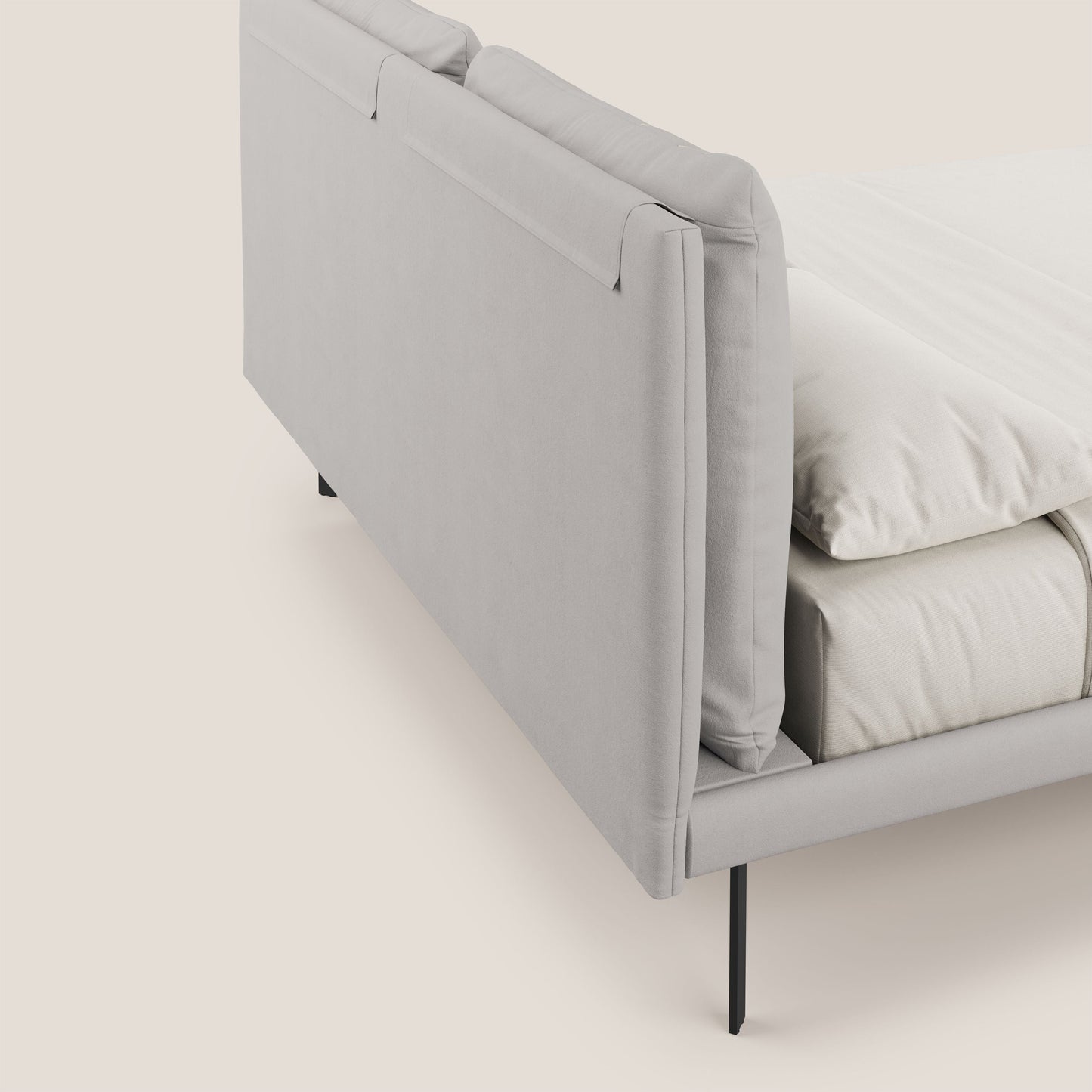 Giselle letto moderno con cuscini testata regolabile con tasche in microfibra impermeabile T11 grigio chiaro 
