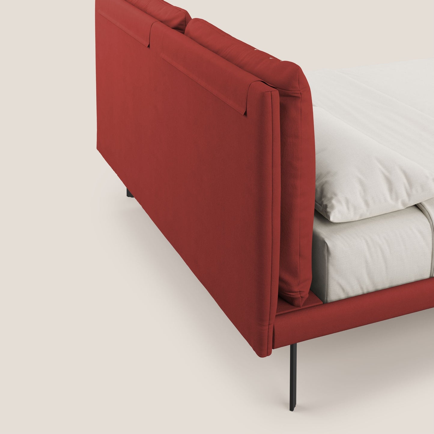 Giselle letto moderno con cuscini testata regolabile con tasche in microfibra impermeabile T11 rosso