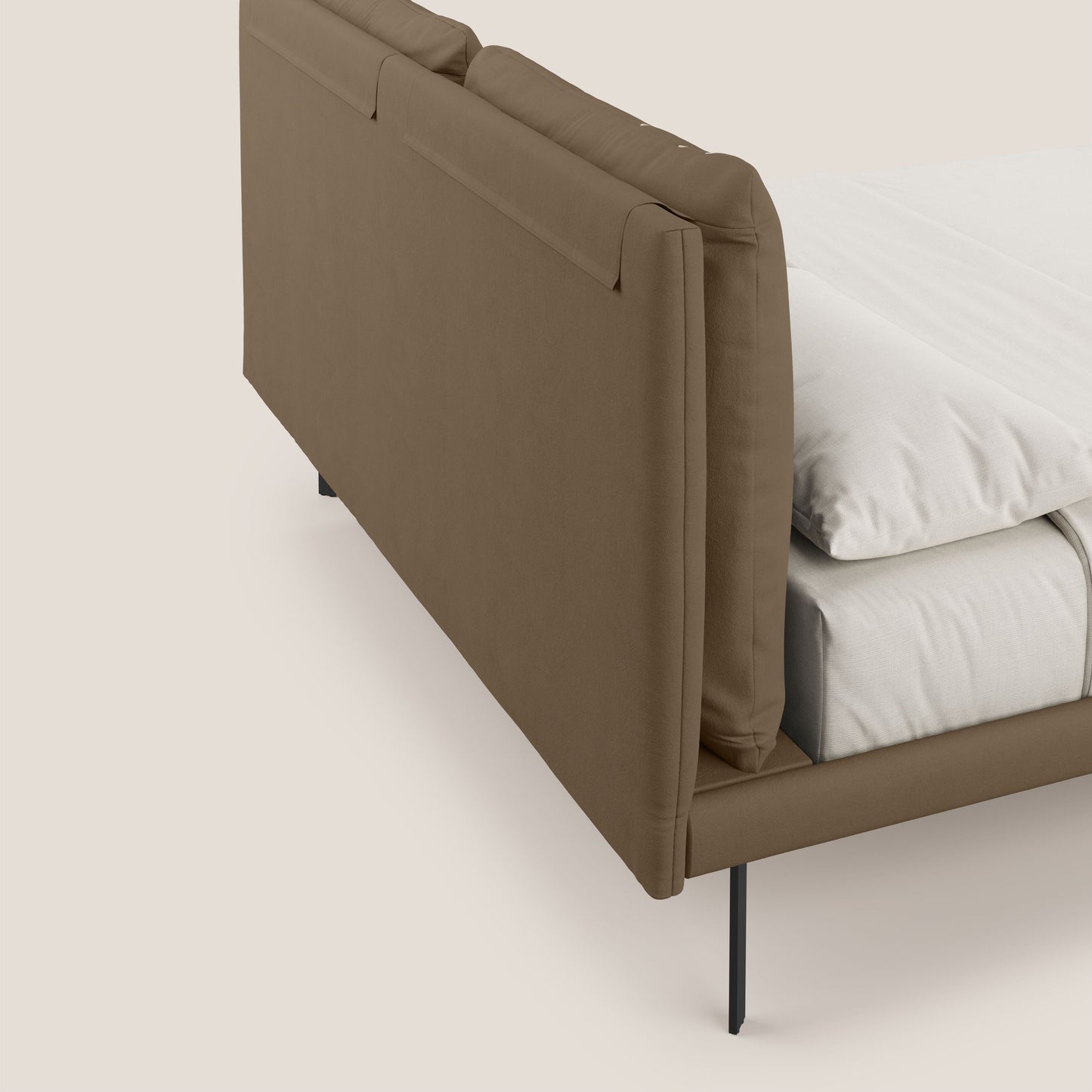 Giselle letto moderno con cuscini testata regolabile con tasche in microfibra impermeabile T11 marrone