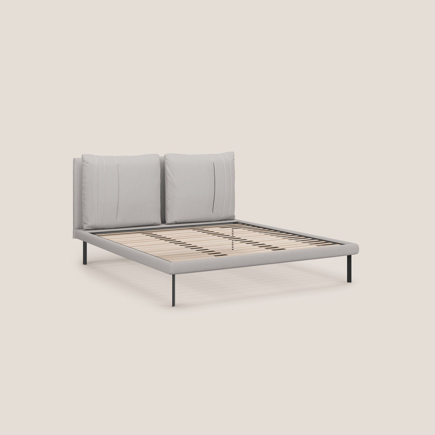 Giselle letto moderno con cuscini testata regolabile con tasche in microfibra impermeabile T11 grigio chiaro 