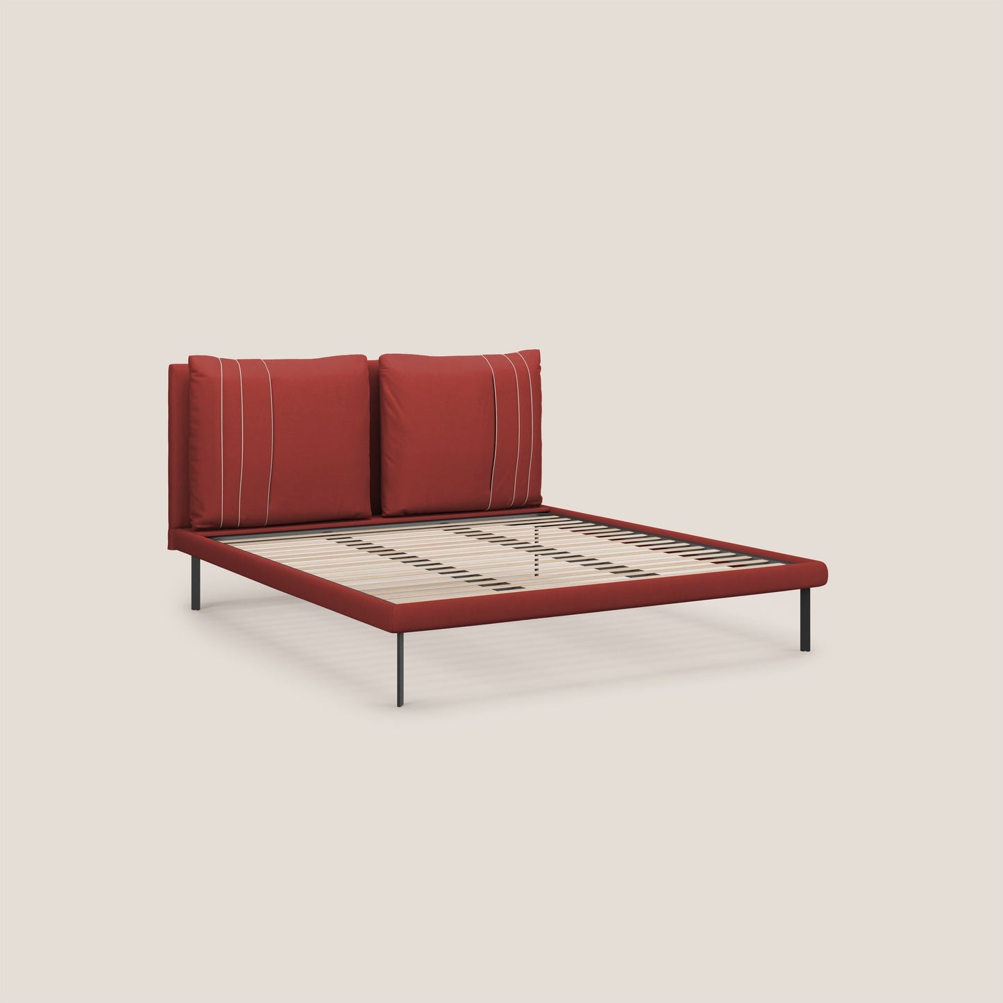 Giselle letto moderno con cuscini testata regolabile con tasche in microfibra impermeabile T11 rosso
