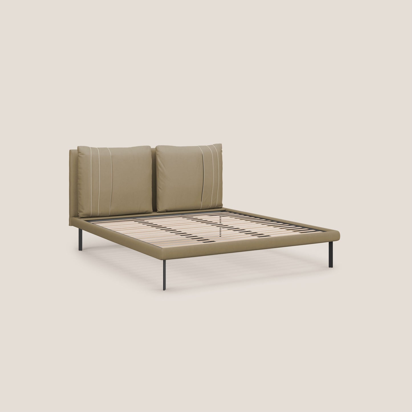 Giselle letto moderno con cuscini testata regolabile con tasche in microfibra impermeabile T11 beige 