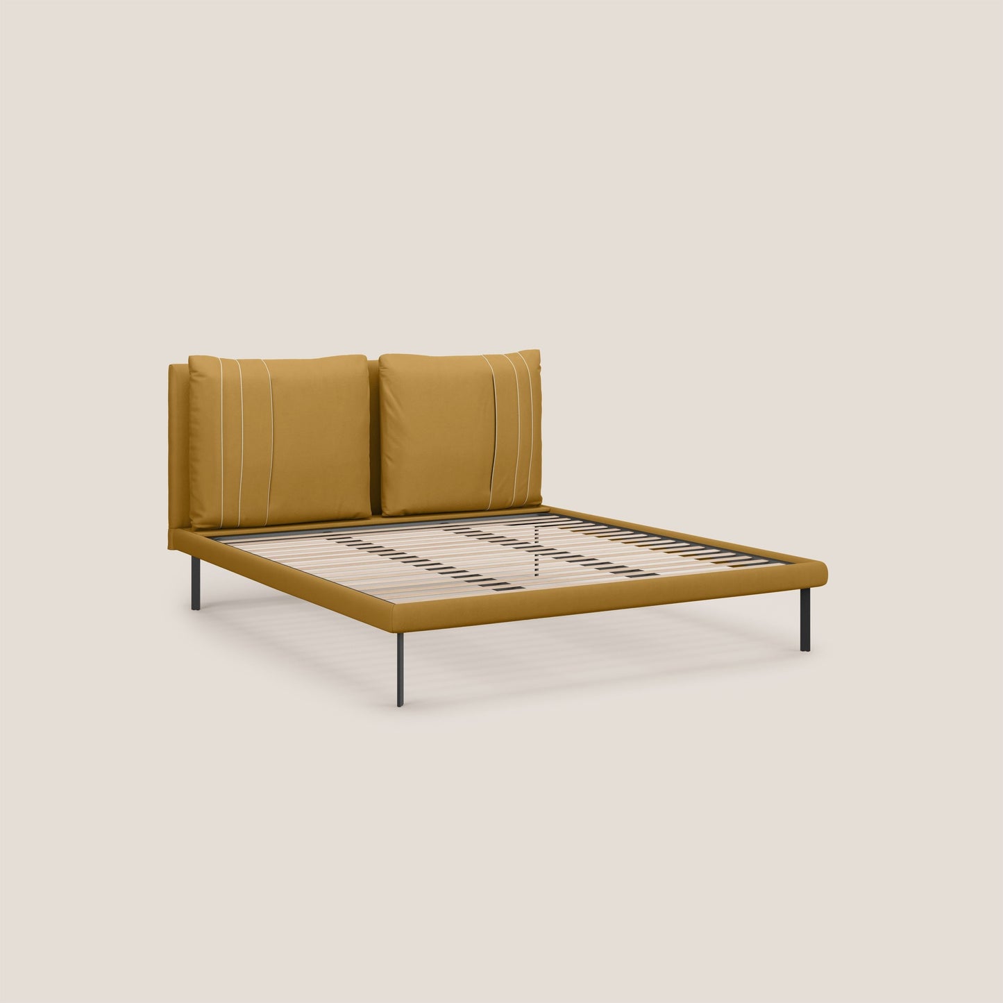 Giselle letto moderno con cuscini testata regolabile con tasche in microfibra impermeabile T11 gialla 